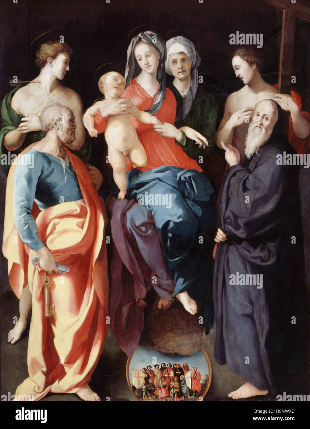 Jacopo da Carucci Jacopo - Pontormo   - The Virgin and Child with Saint Anne and Four Saints - XVI th century -   Louvre museum Paris Stock Photo