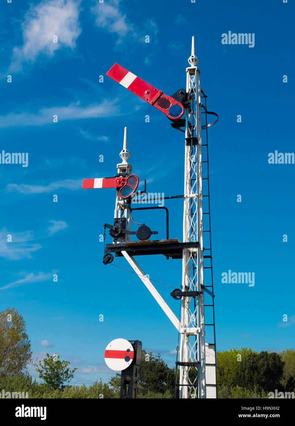 Semaphore signals at train station hires stock photography and images