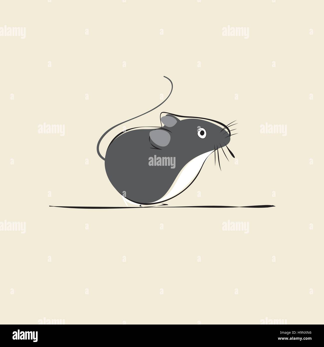 a gray mouse on a beige background Stock Vector