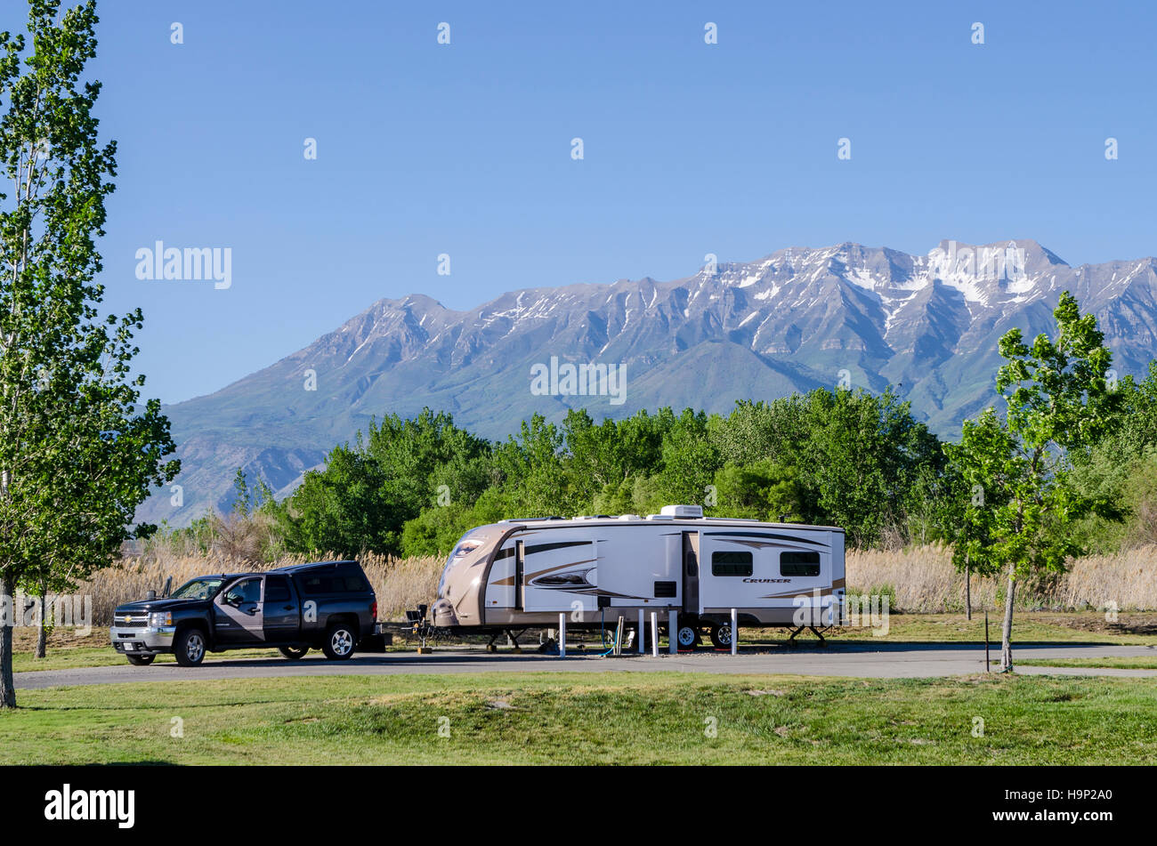 Camping at Utah Lake State Park, Provo, Utah, USA Stock Photo Alamy