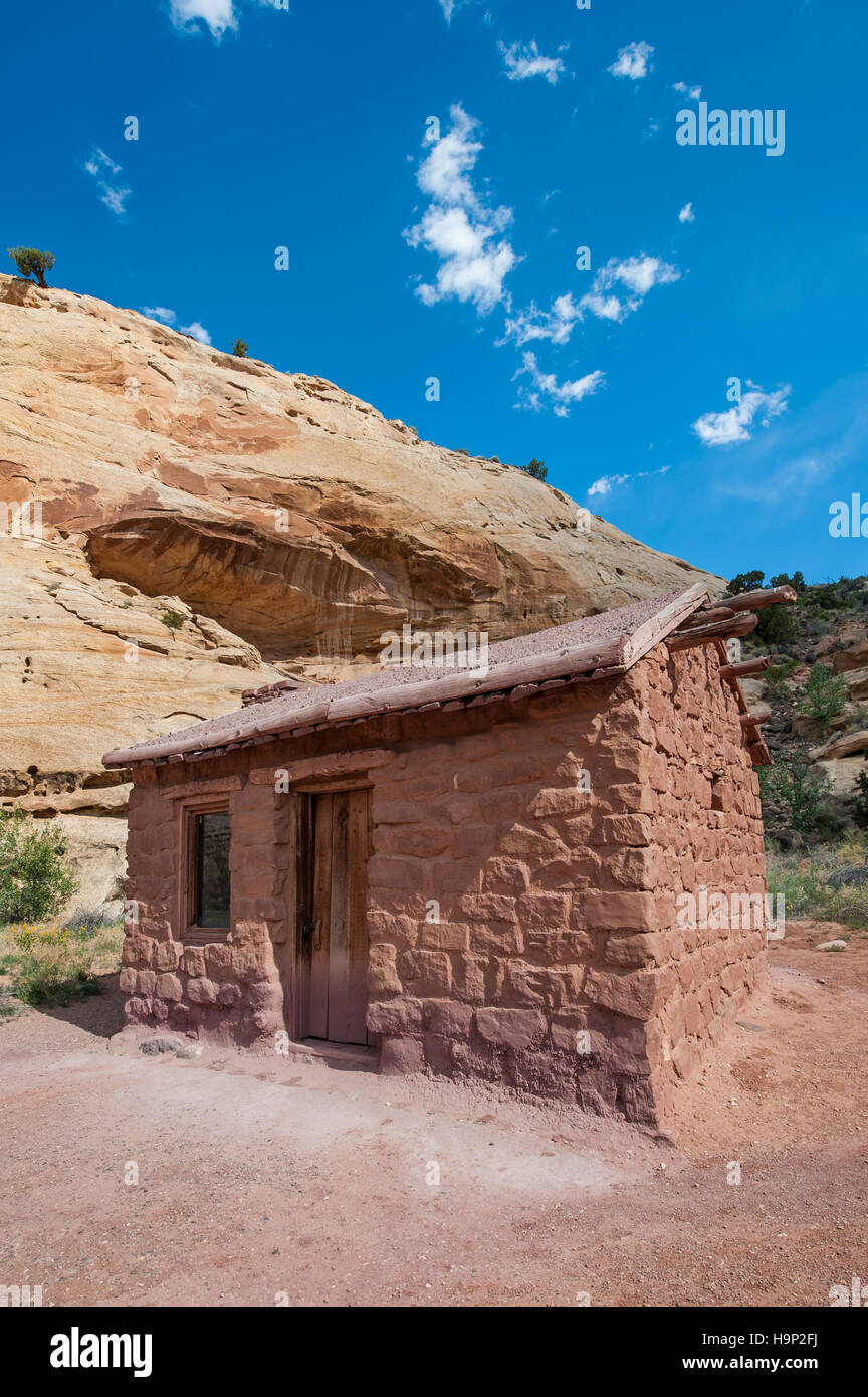 Elijah Cutler Behunin Cabin, Capitol Reef National Park, Utah, USA. Stock Photo