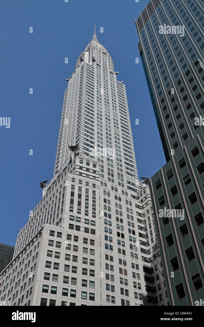 Looking up at the Chrysler Building, Lexington Avenue, Manhattan, New York City, United States. Stock Photo