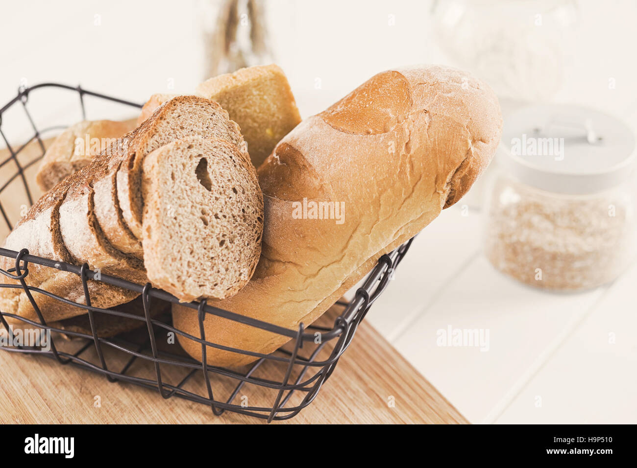 Pile of bread stored over my kitchen Stock Photo Alamy