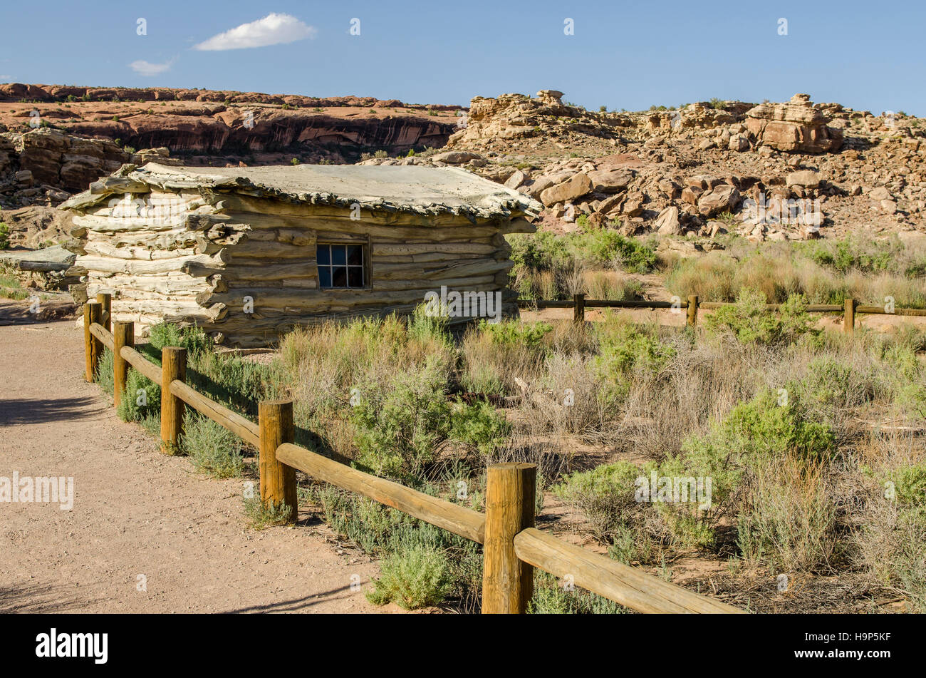 Wolfe Ranch Cabin Arches National Park Utah Usa Stock Photo