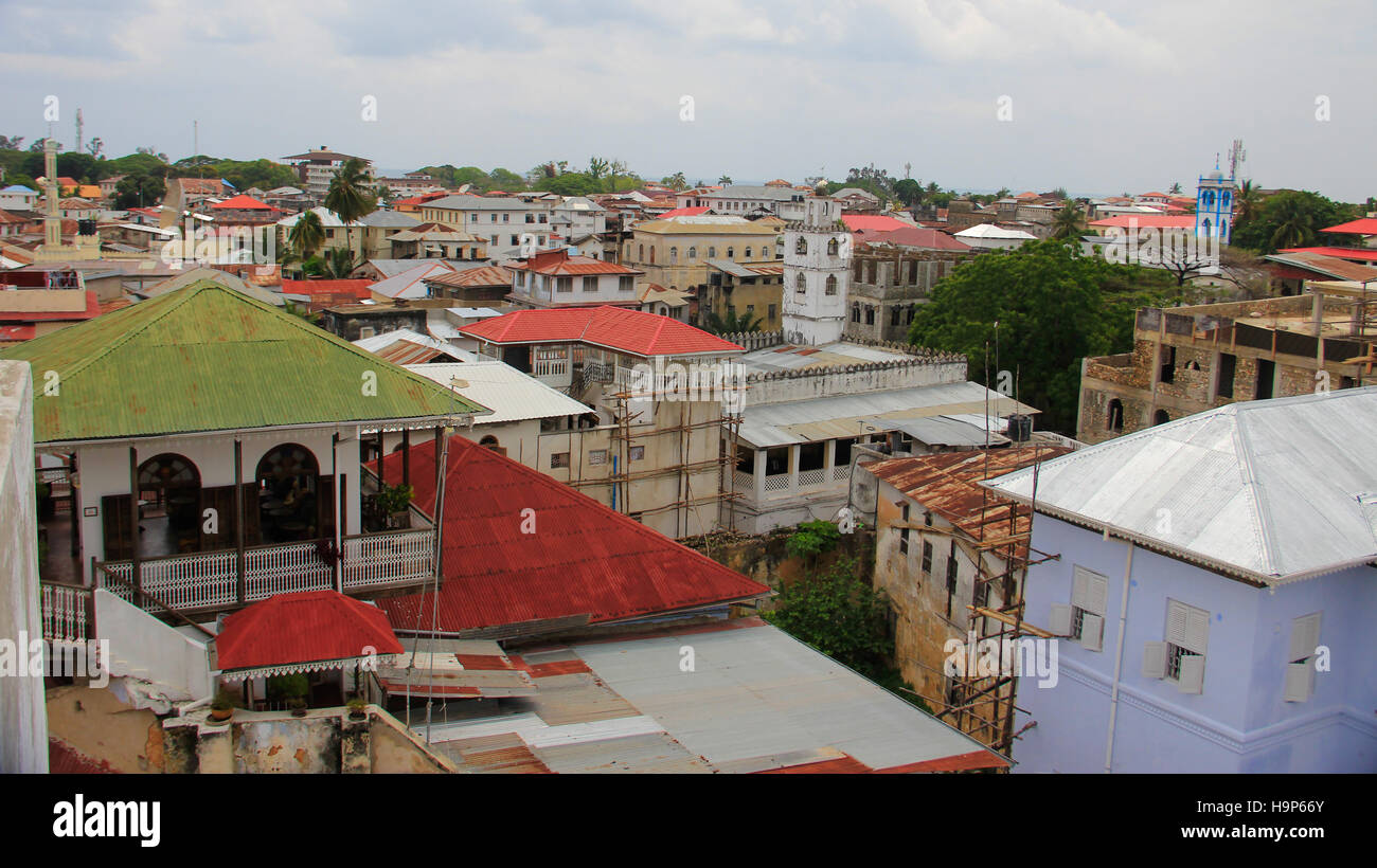 Iconic rooftops of Old Stone Town in Zanzibar Stock Photo