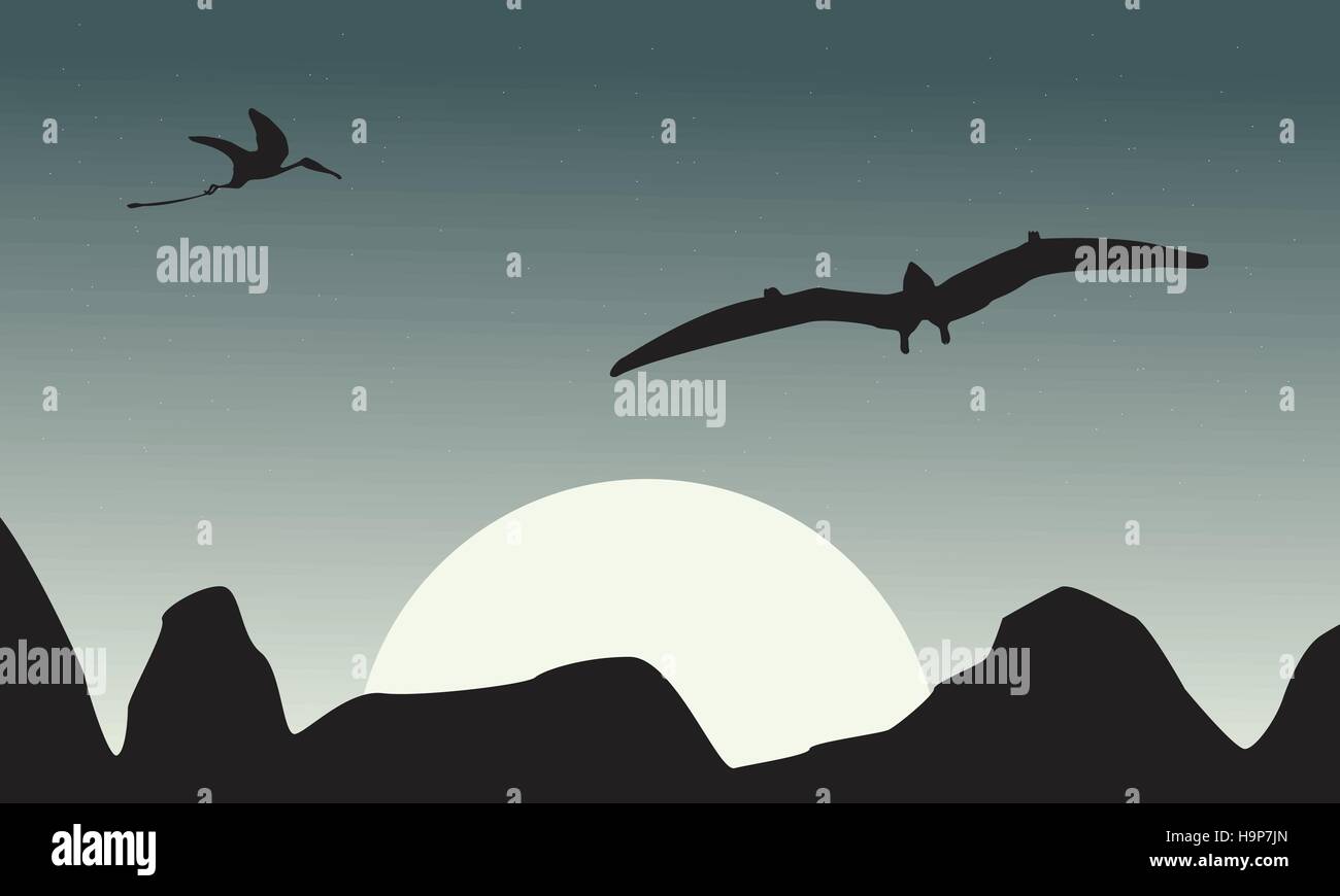 Silhouette of pterodactyl on sky scenery Stock Vector Image & Art - Alamy