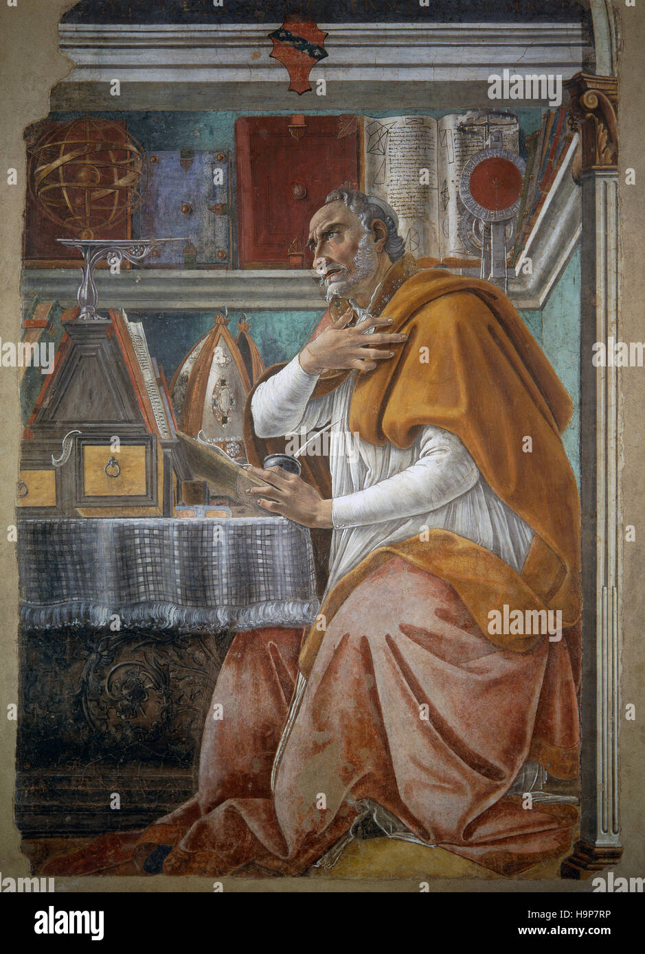 Sandro Botticelli ( 1444 - 1510 ) Portrait of Saint Augustine 1480 Stock Photo