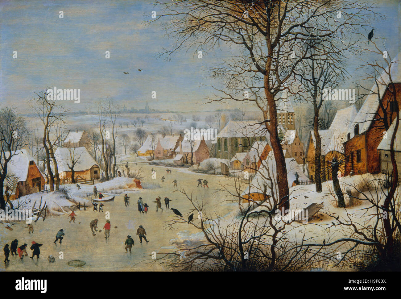 Pieter Brueghel ( 1564 - 1638 ) Landscape in winter 1601 Stock Photo