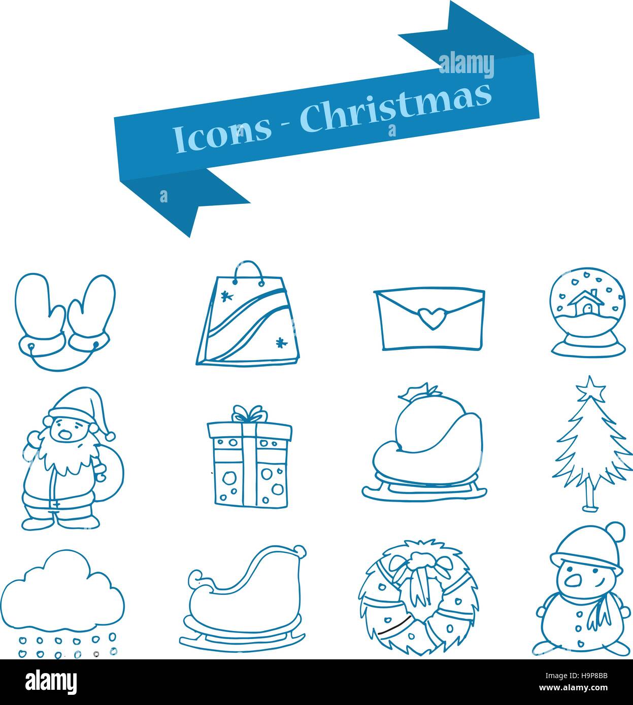 Vector art of Merry Christmas icons set illustration Stock Vector Image ...