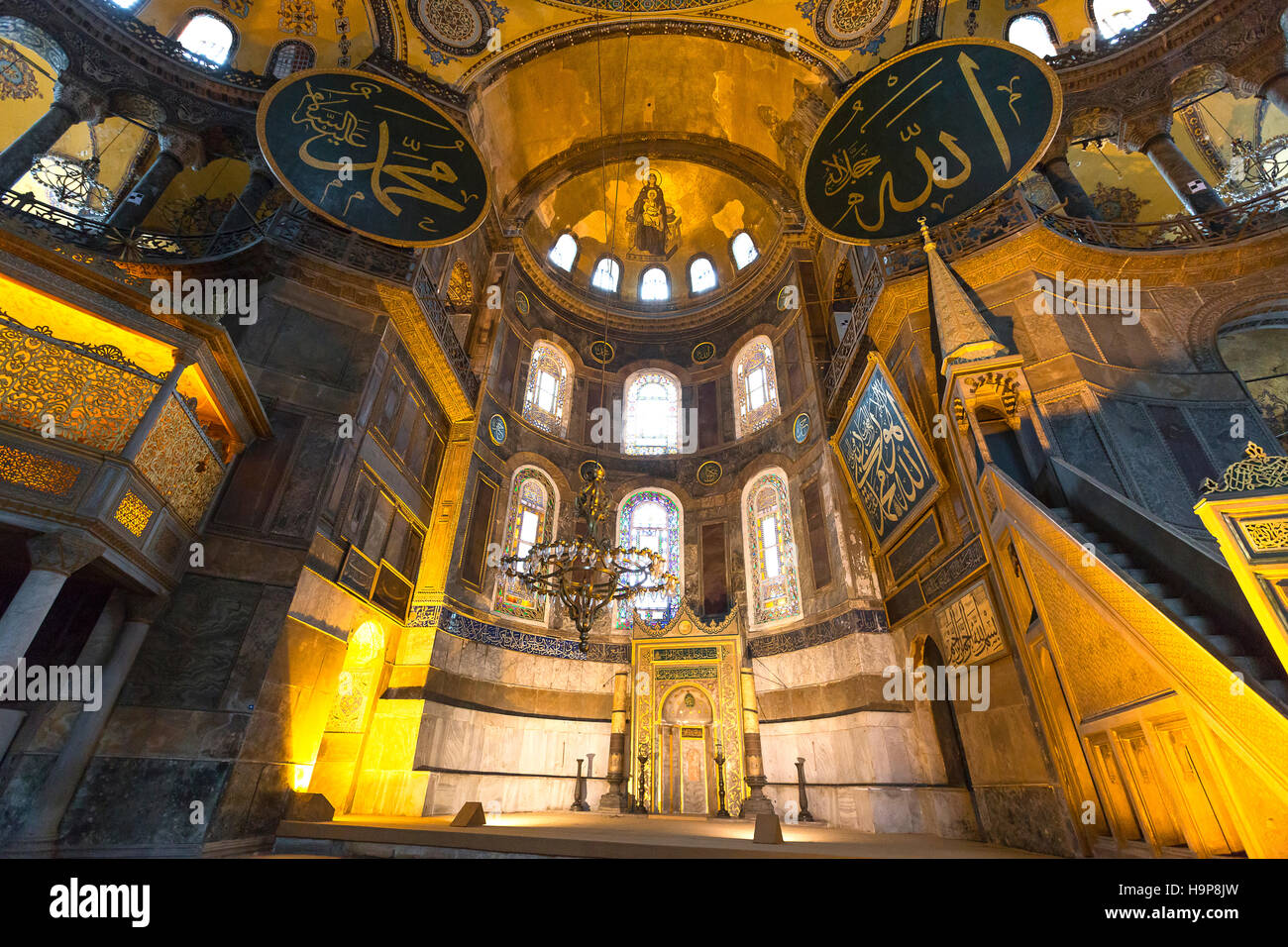 Interior of Hagia Sophia in Istanbul, Turkey Stock Photo