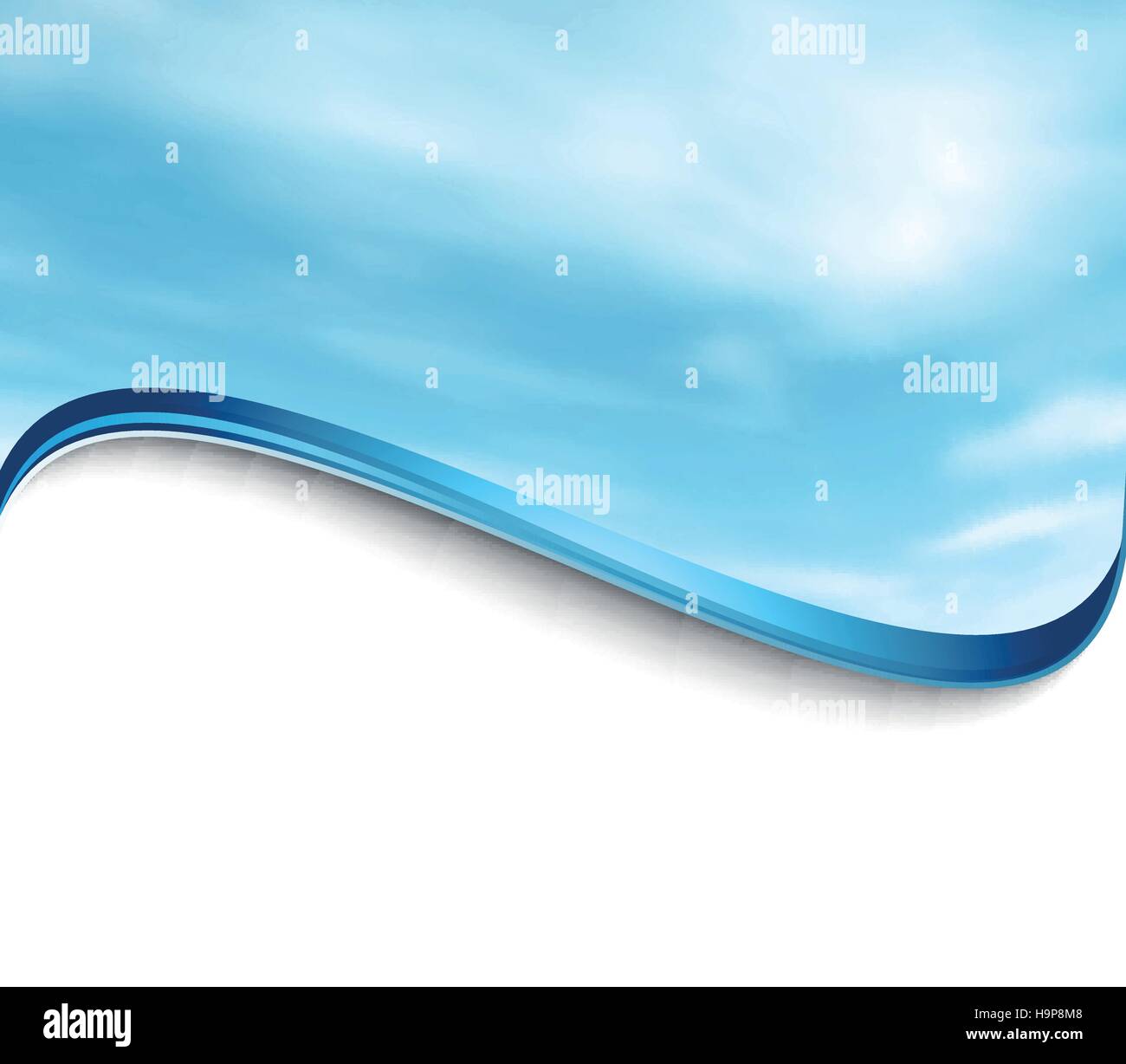 Cloudy Sky Abstract Waved Blue And White Background Stock Vector