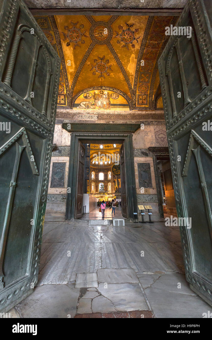 Main gate of the church museum of Hagia Sophia in Istanbul, Turkey. Stock Photo