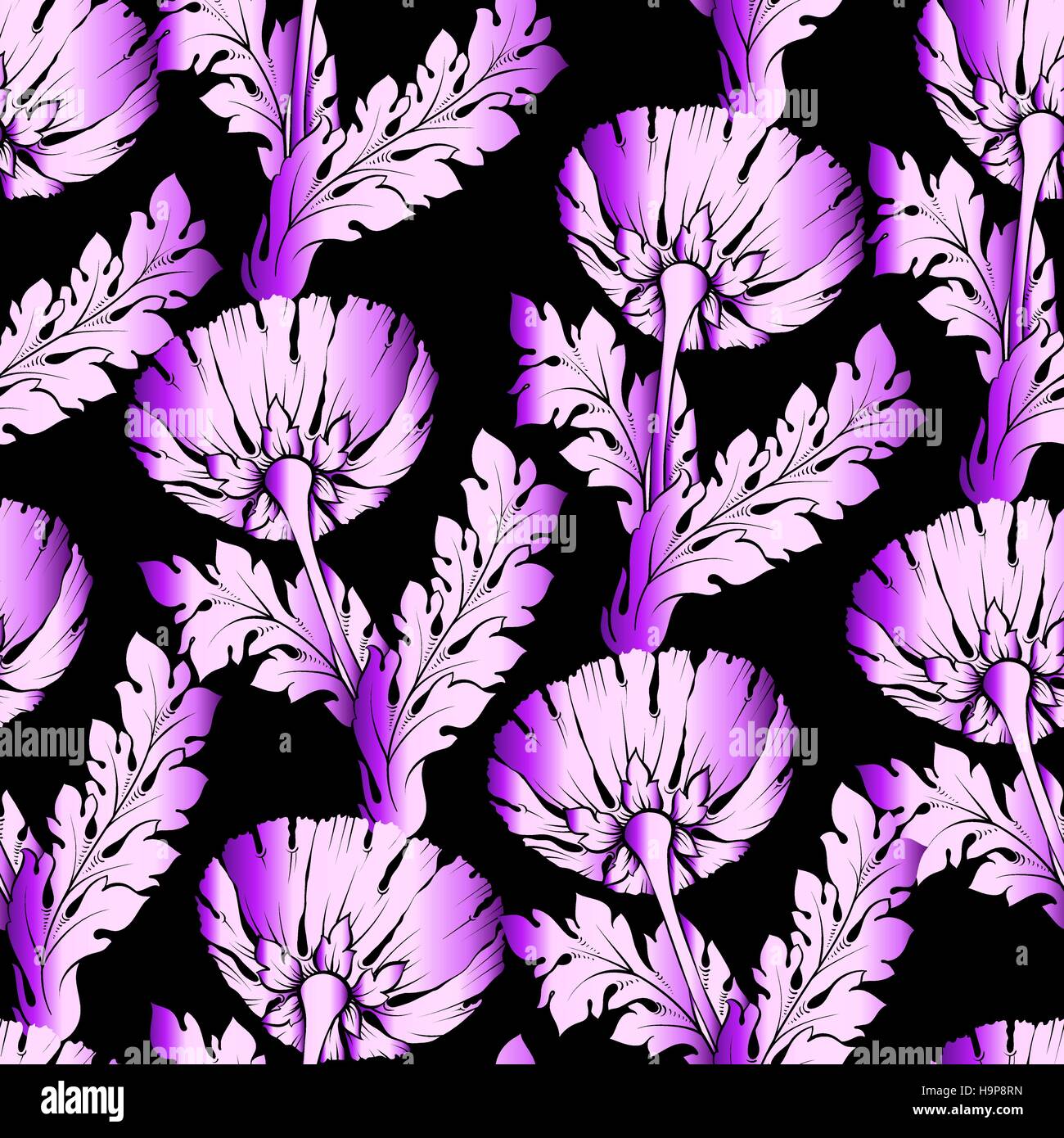 Garden flowers. Seamless, hand-painted, soft gradient pattern. Vector ...