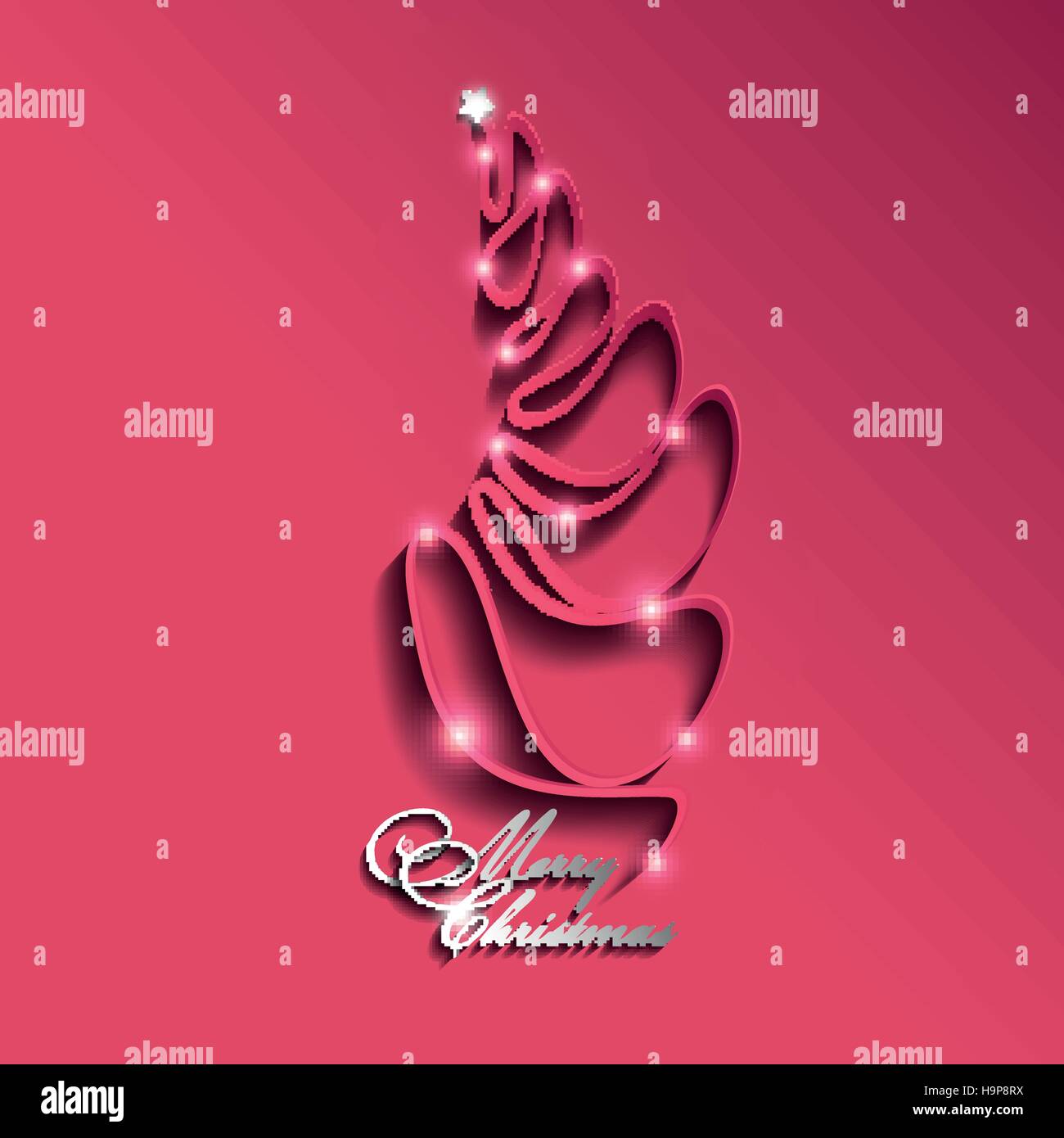 Christmas Tree With Star And Shadows Stock Vector