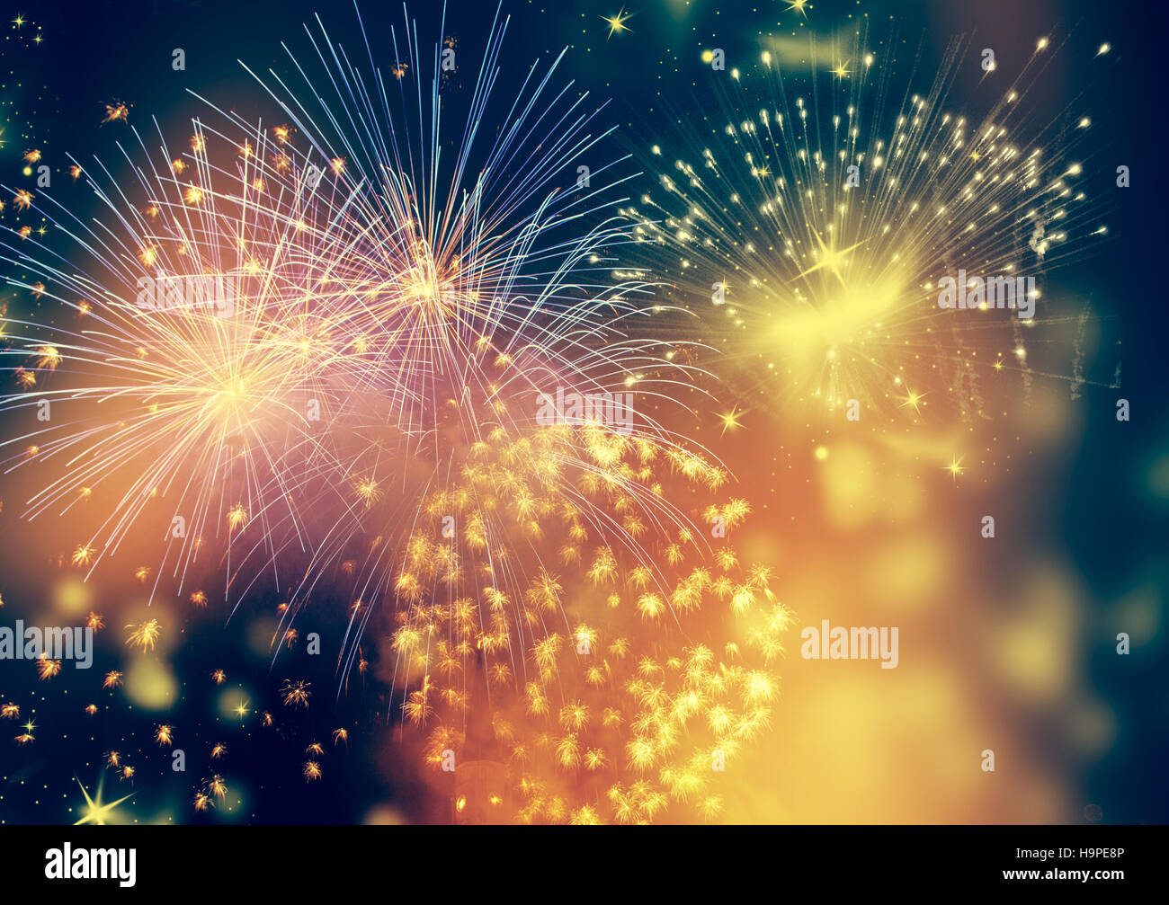 Fireworks at New Year and copy space - abstract holiday background ...