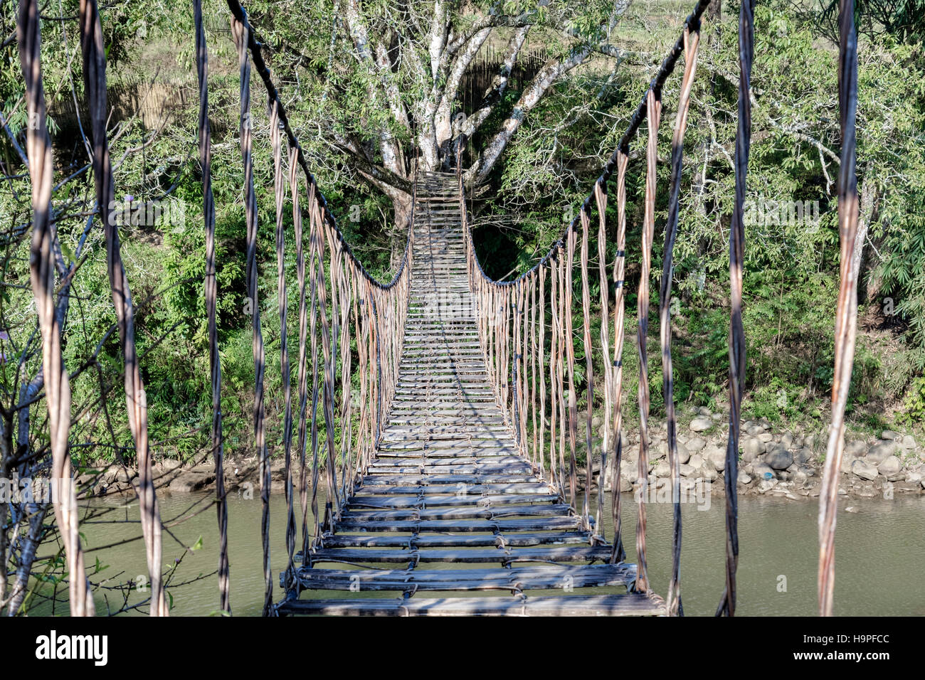 rope bridge, Lao Chai, Sapa, Vietnam, Asia Stock Photo