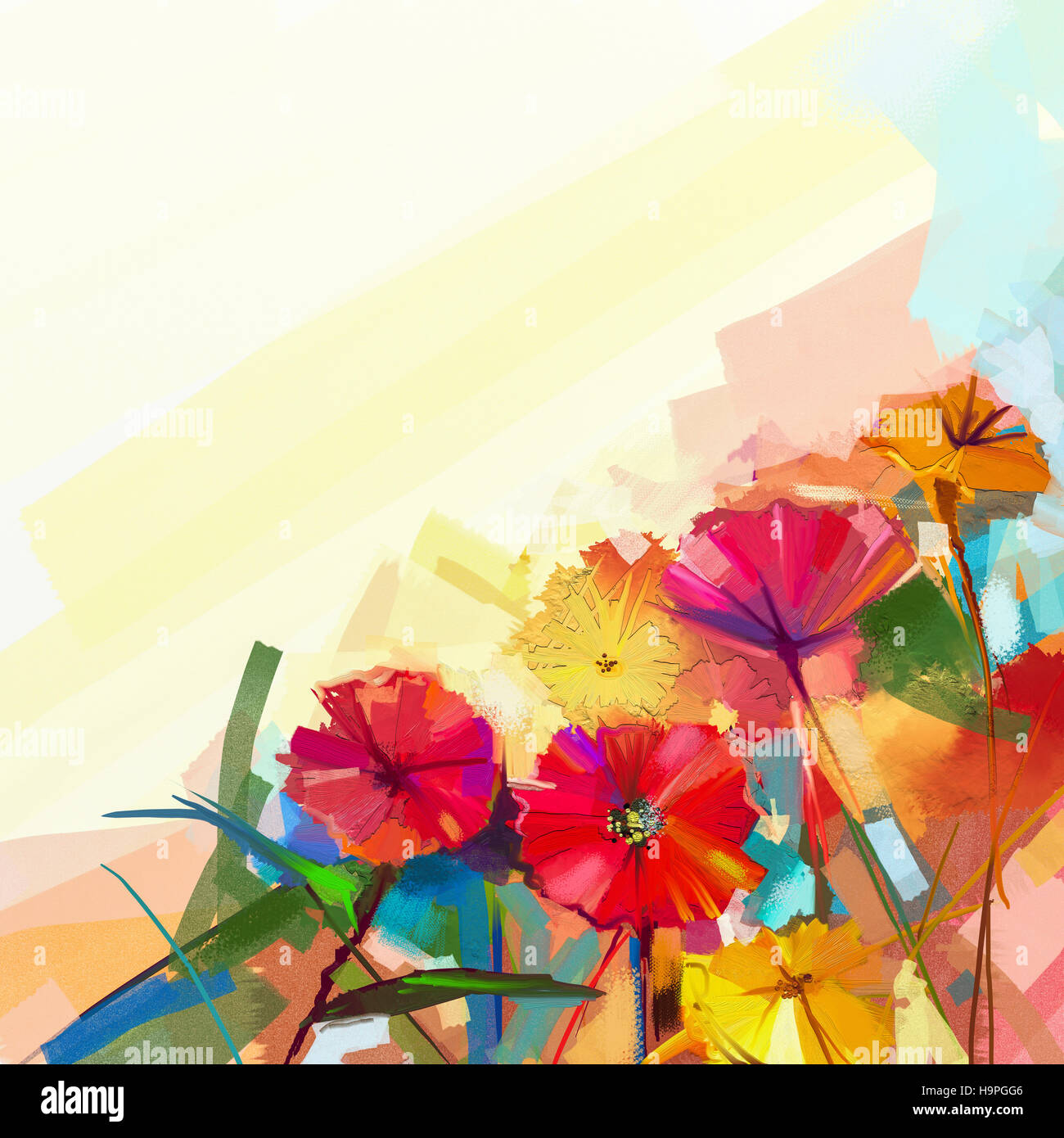 Abstract oil painting of spring flowers Stock Photo - Alamy