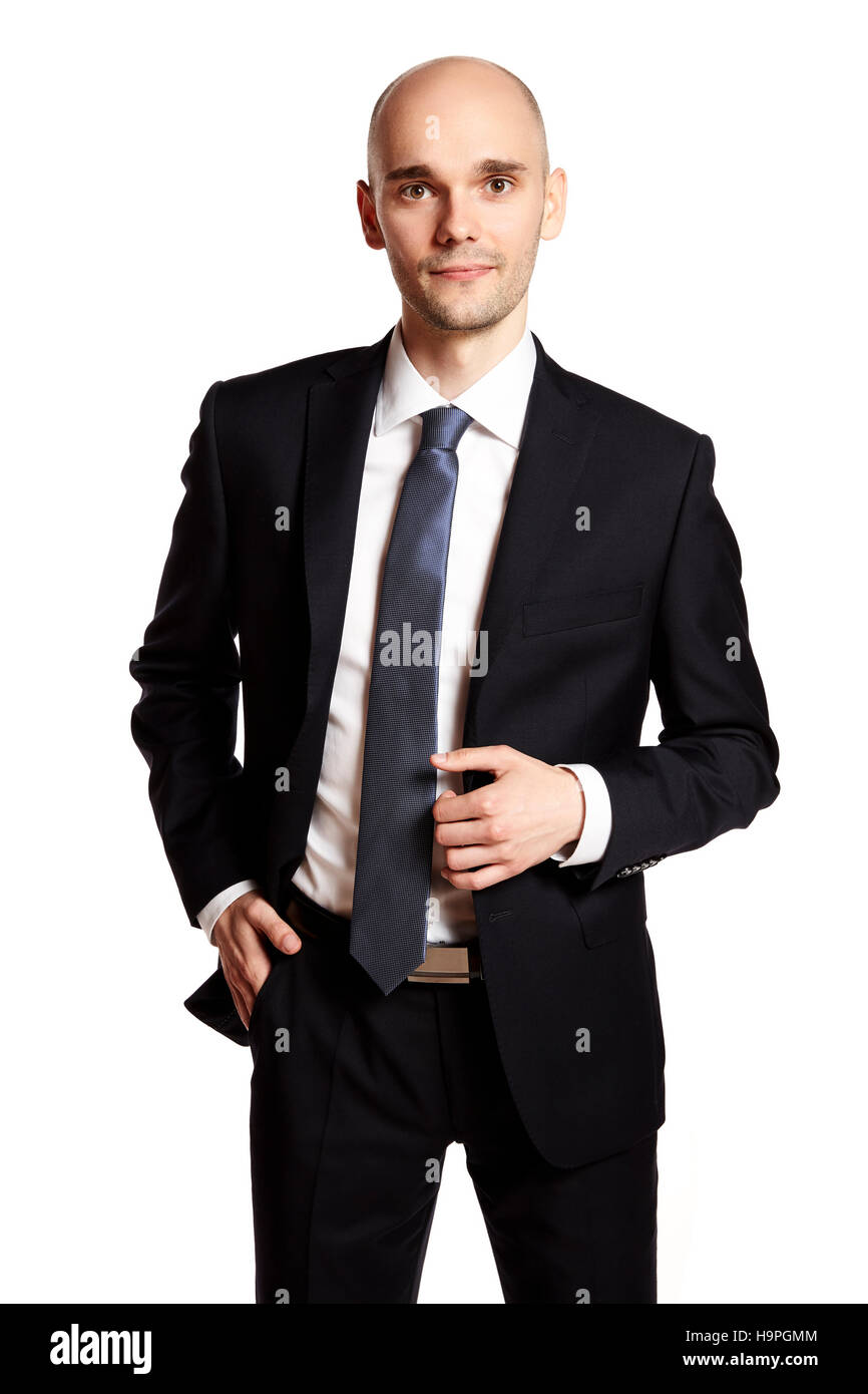 Studio portrait of elegant man in black suit Stock Photo - Alamy