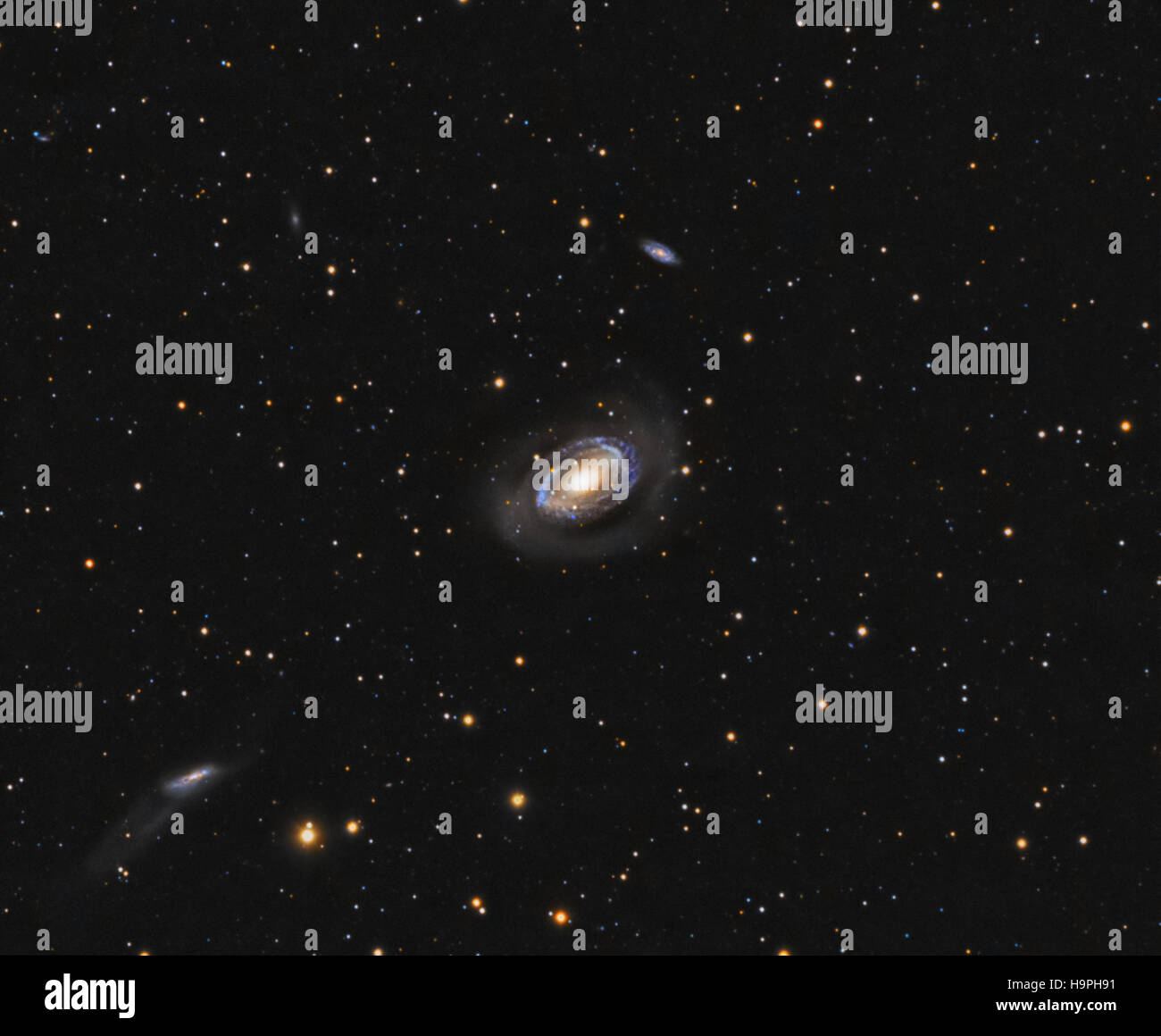Galaxies in Coma Berenices constellation, ngc 4725, distant barred galaxy  - taken with specialized camera Stock Photo