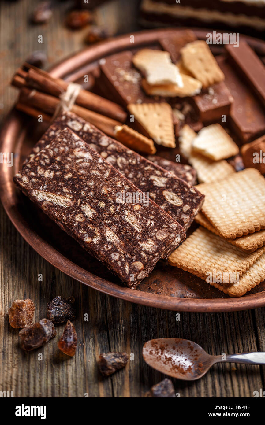 Brown chocolate cake Stock Photo