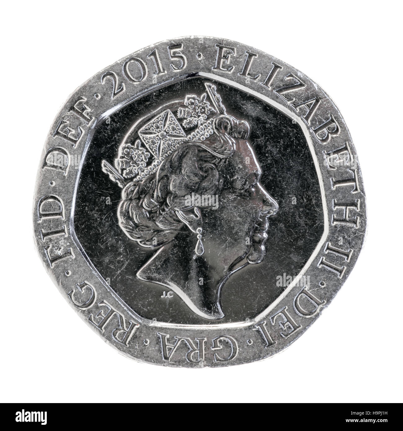 2008 new design for British coins 20 pence piece Stock Photo