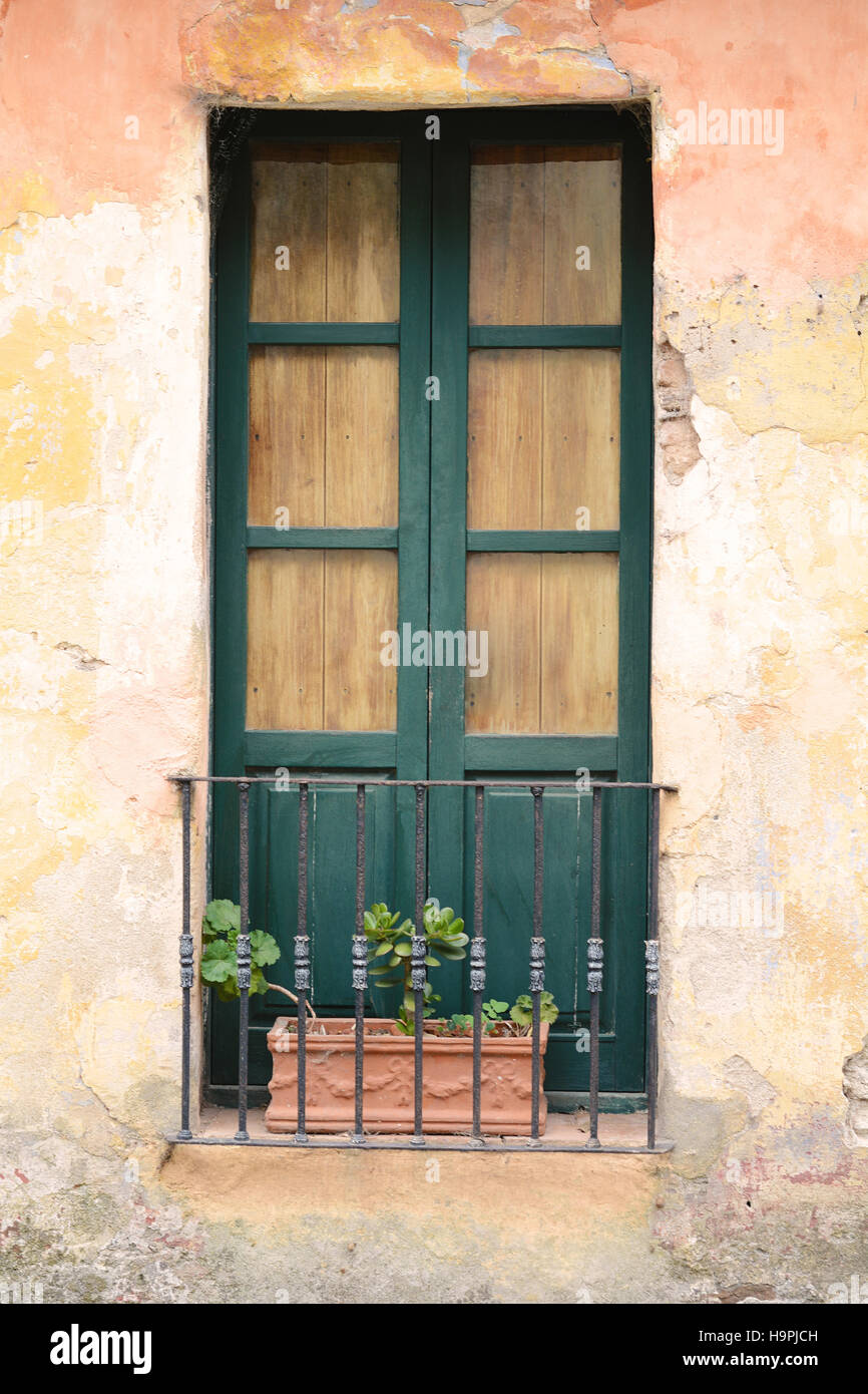 Front view of a window of an old house Stock Photo - Alamy
