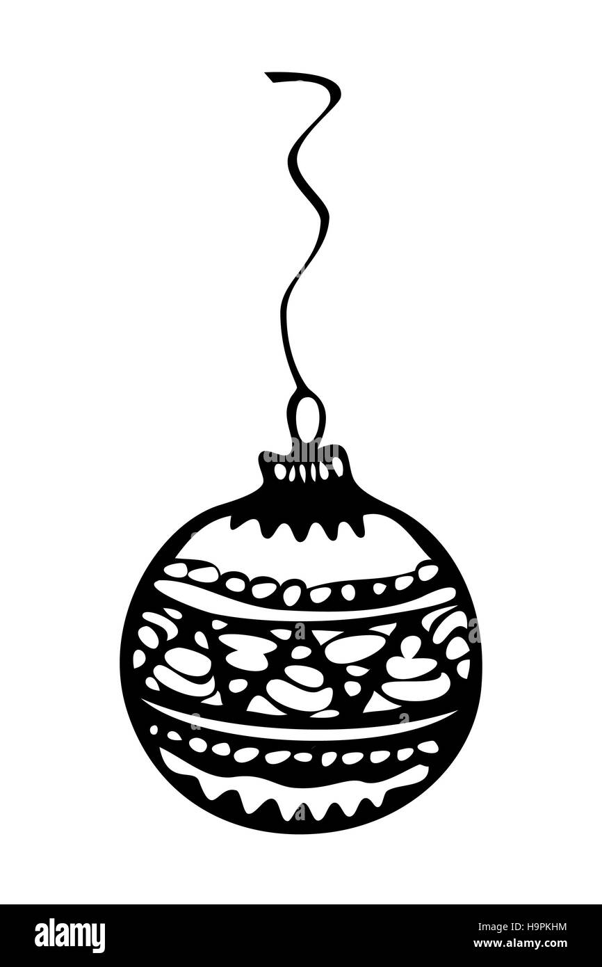 Christmas ornament, zentangle style in black and white for coloring book Stock Photo