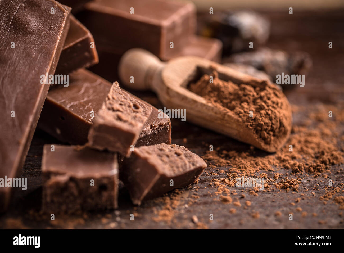 Broken homemade chocolate bar Stock Photo