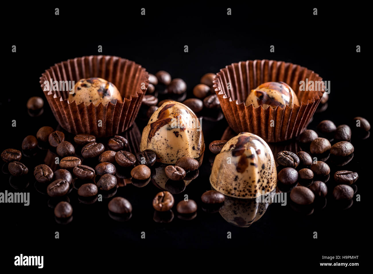 Fine chocolate pralines Stock Photo