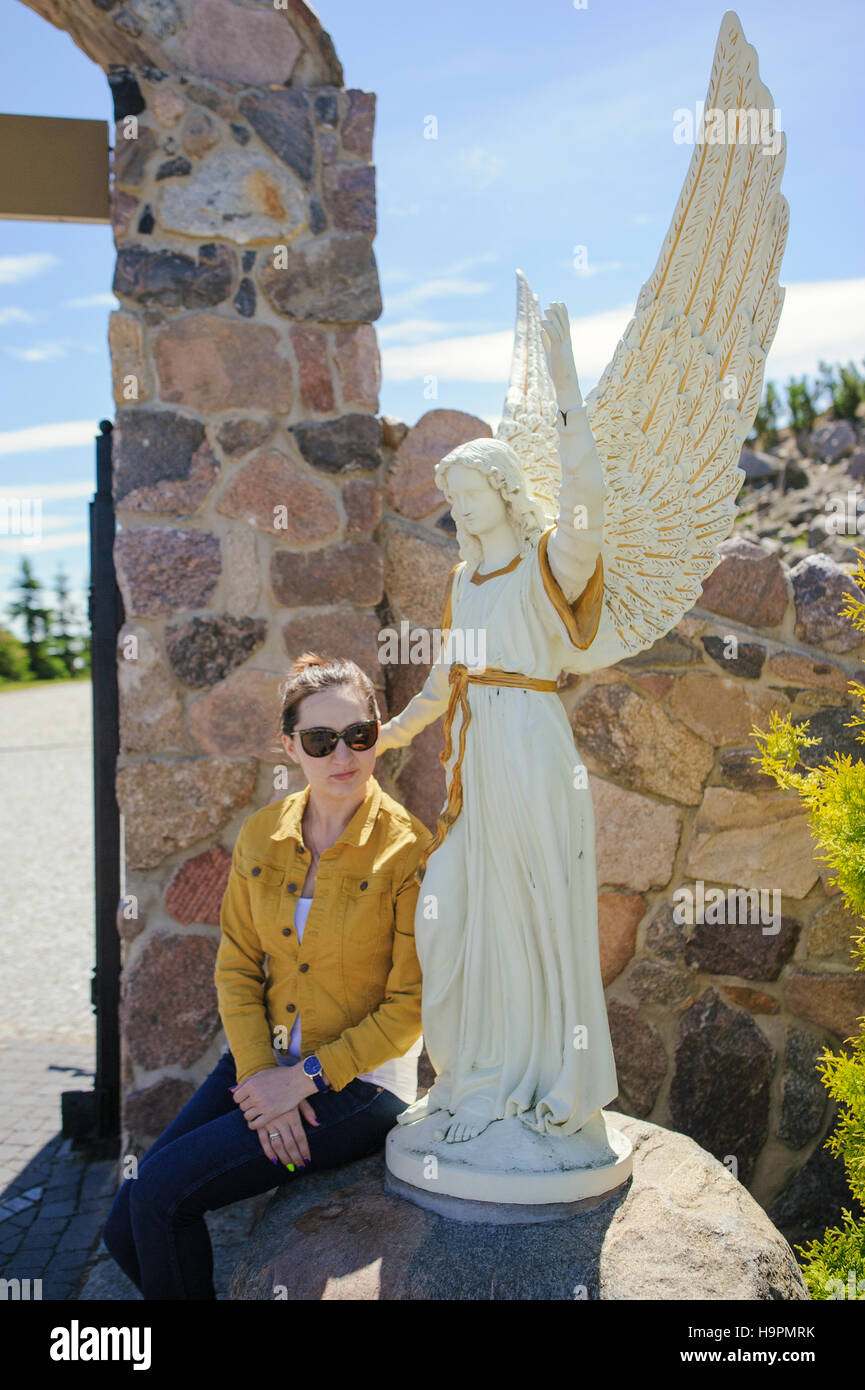 Marble statue of a beautiful angel Stock Photo