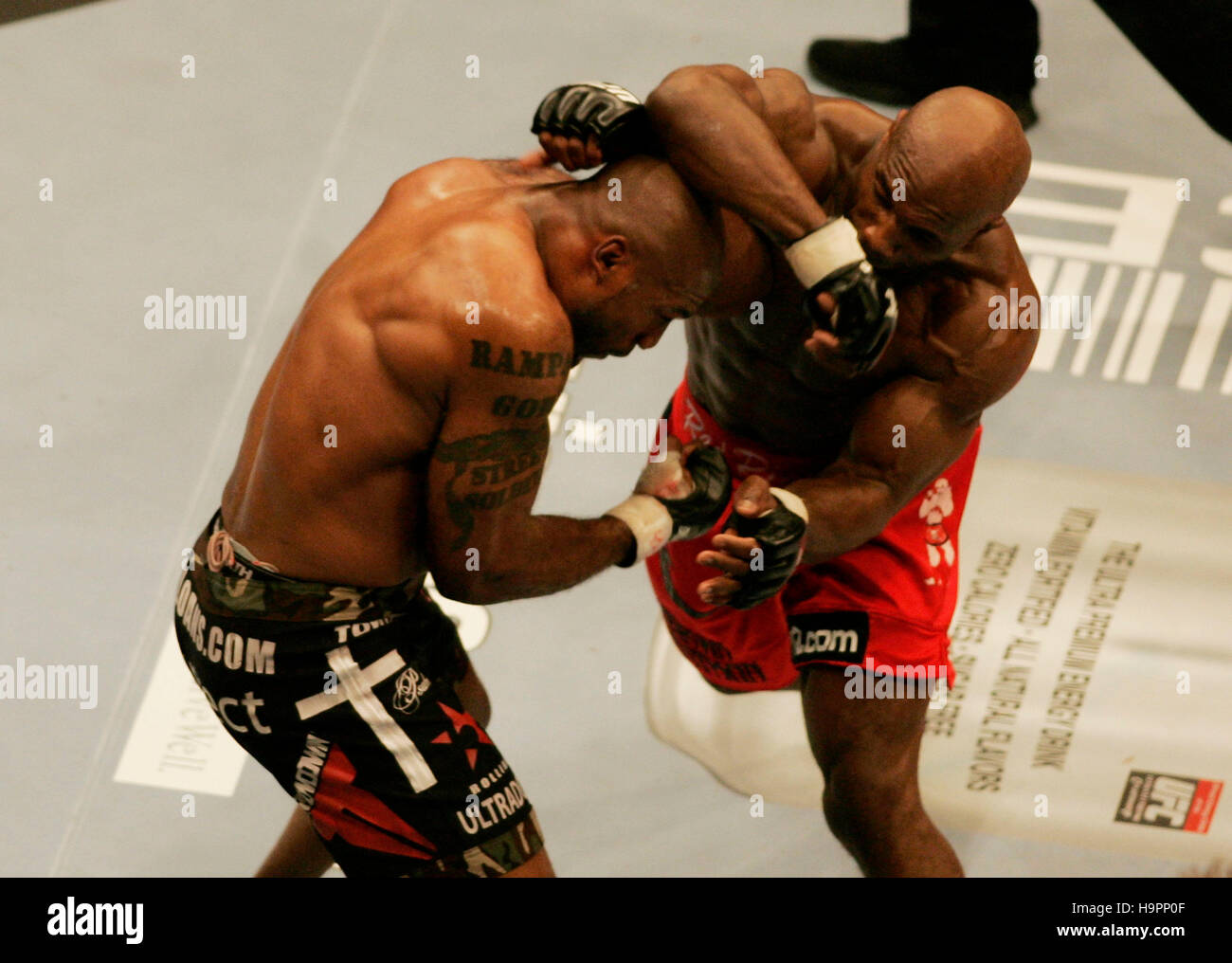 Quinton "Rampage" Jackson, left, fights Marvin Eastman at the Ultimate