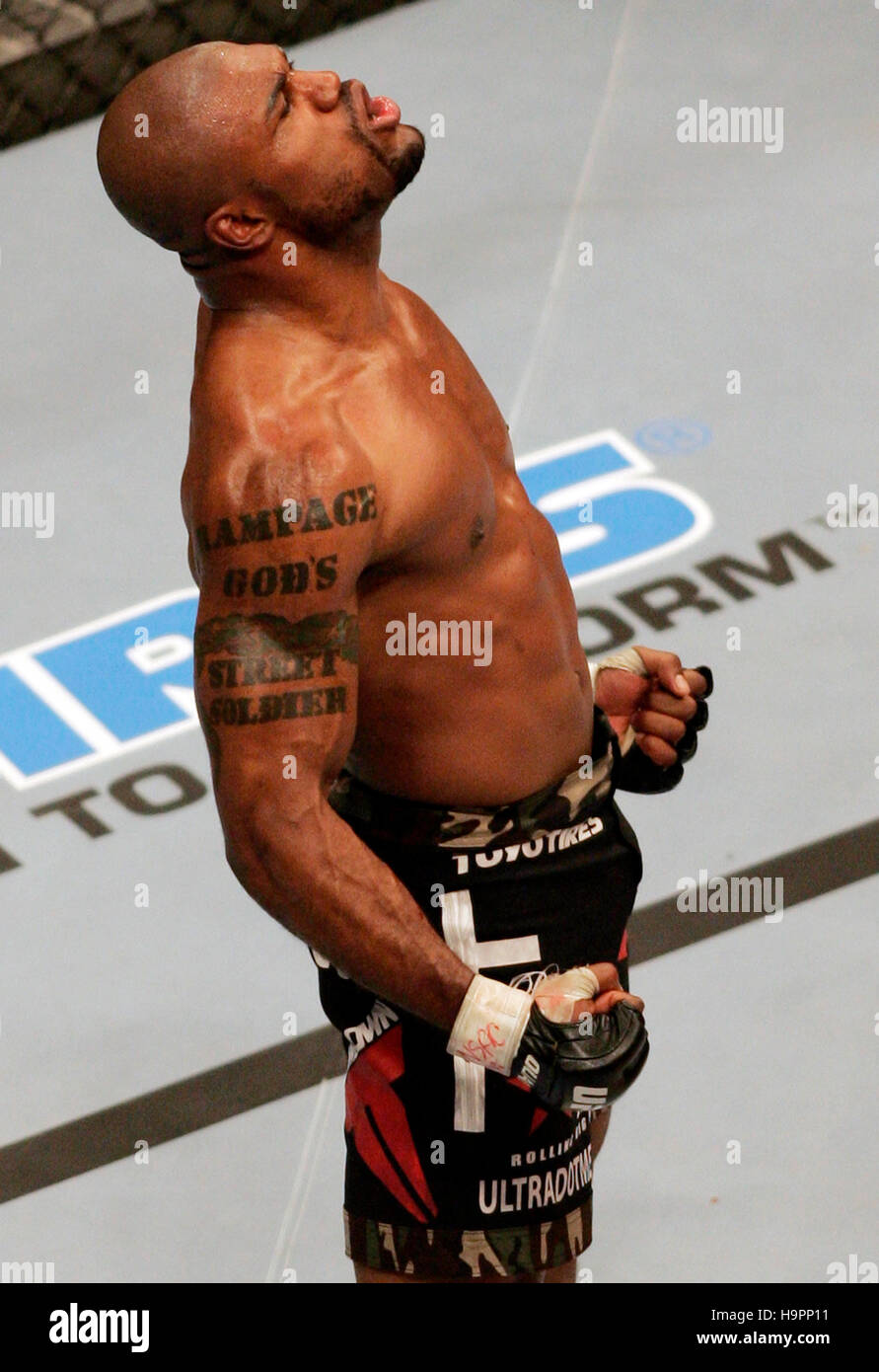 Quinton "Rampage" Jackson celebrates his victory over Marvin Eastman at