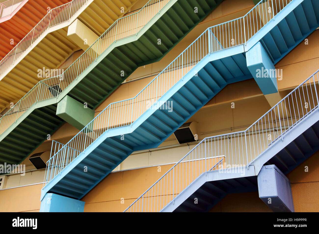Fire escape stairs of the building Stock Photo