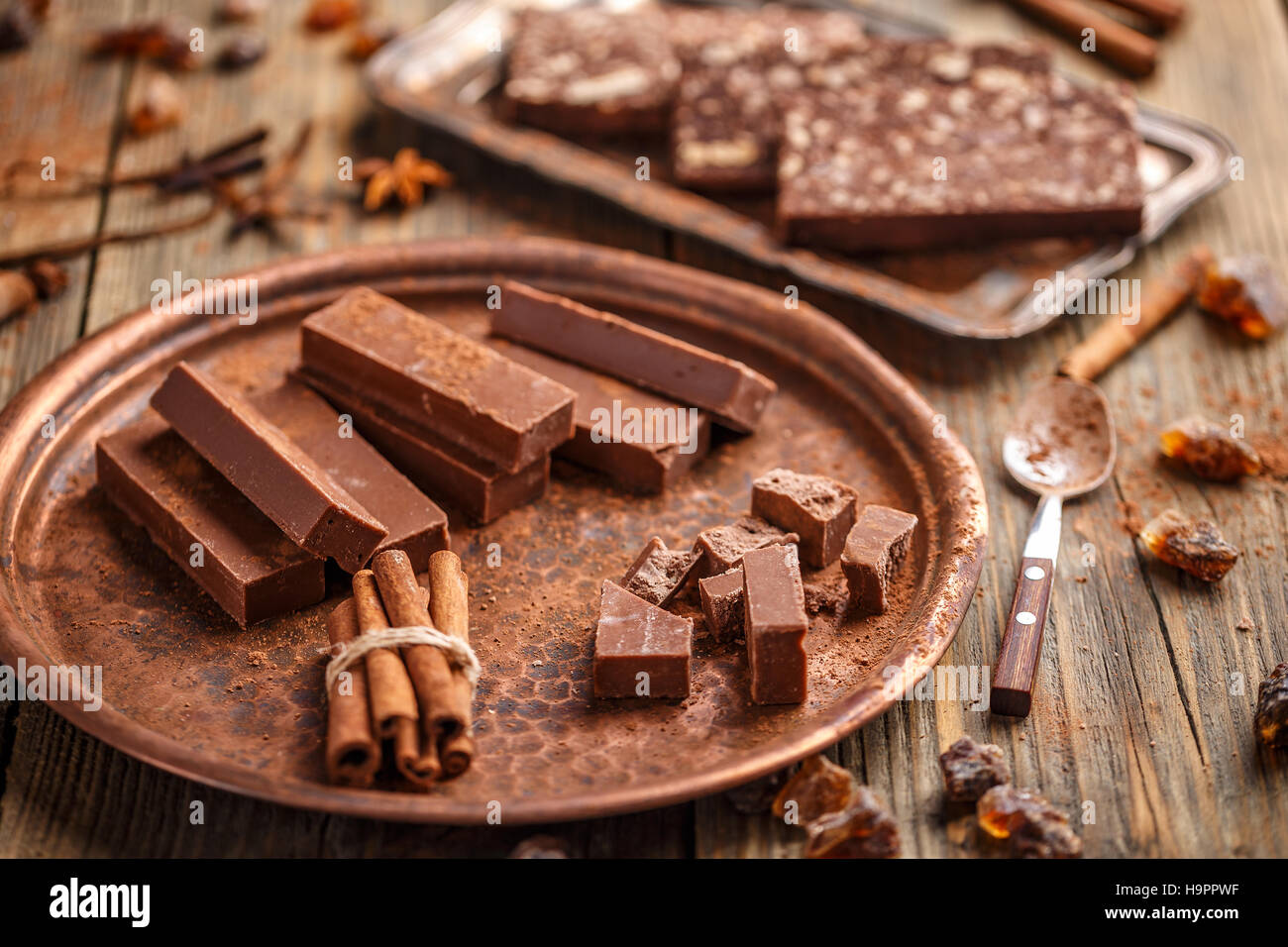 Homemade chocolate bars Stock Photo