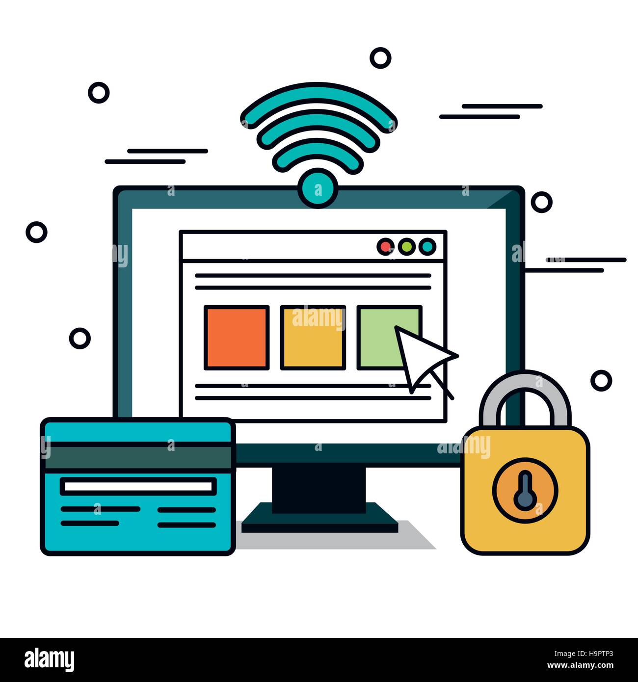 online security flat icons vector illustration design Stock Vector ...