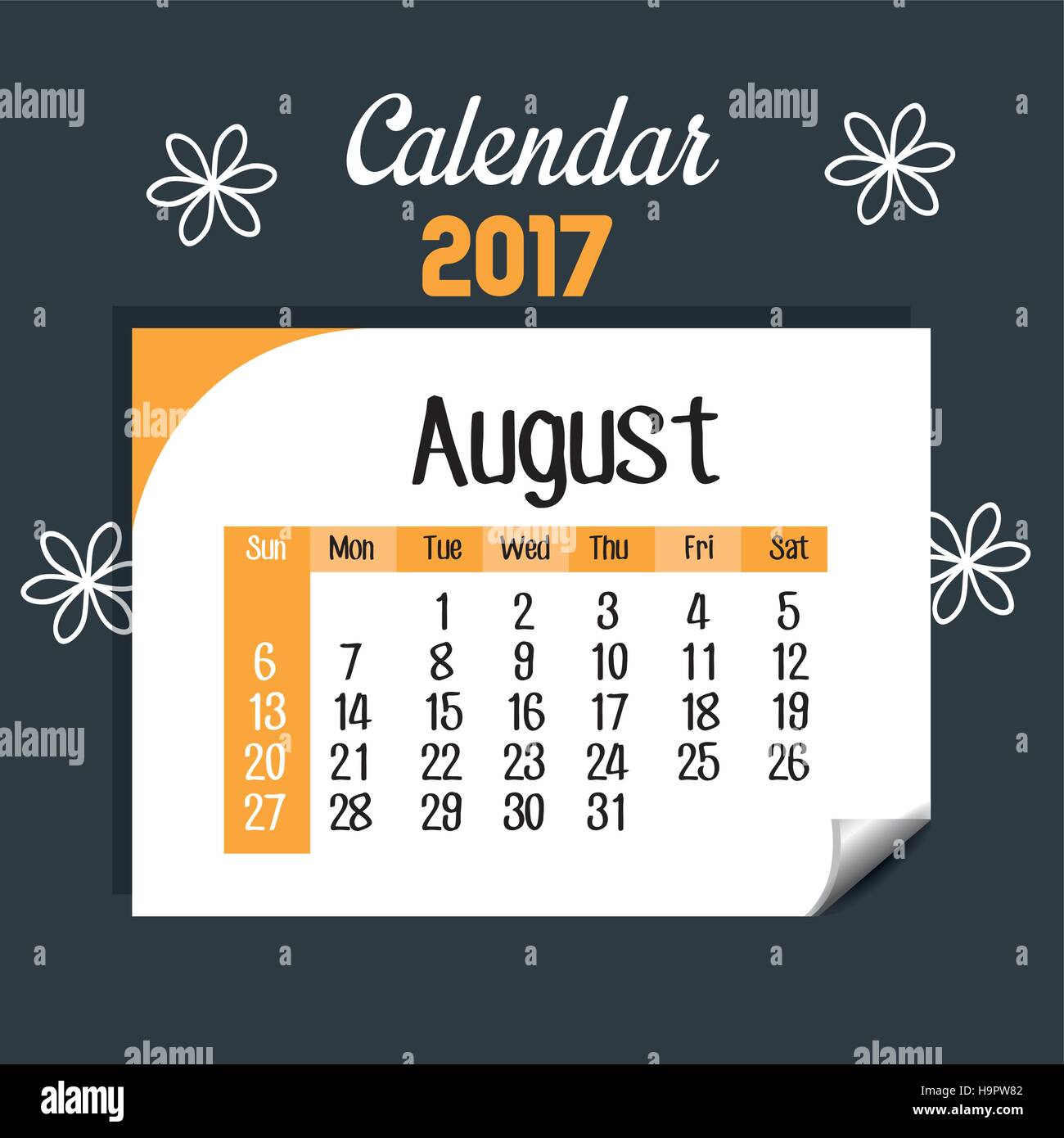 calendar august 2017 template icon vector illustration design Stock ...