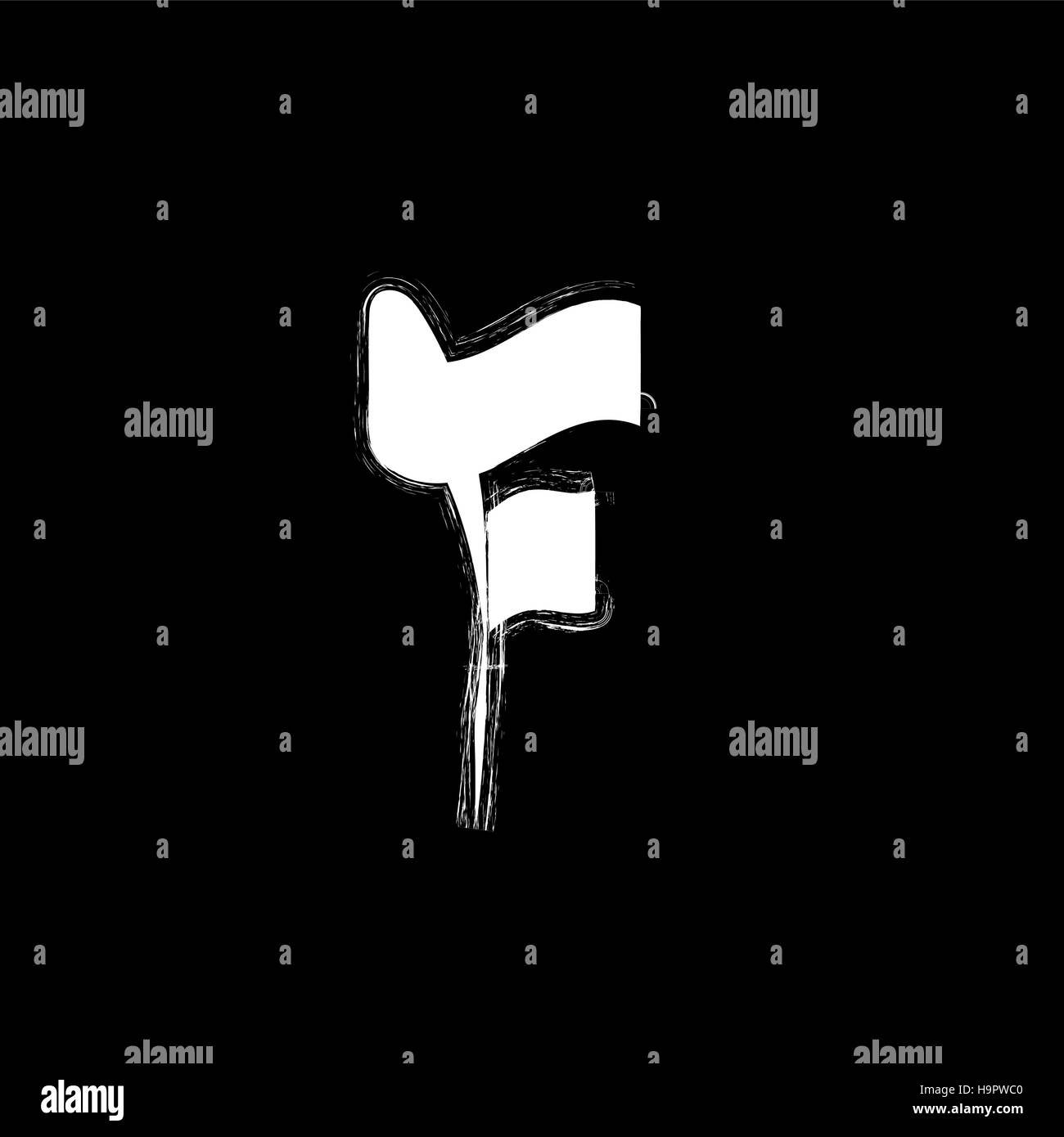 Isolated graffiti font icon. White grunge style letter f on black ...
