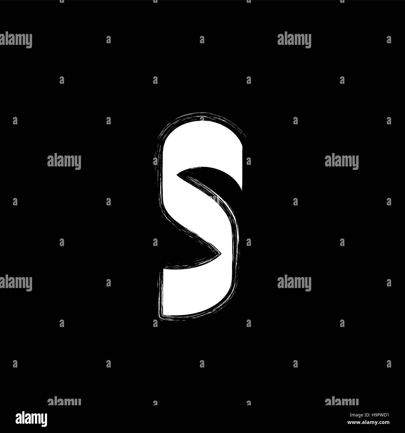 Isolated Graffiti Font Icon White Grunge Style Letter S On Black