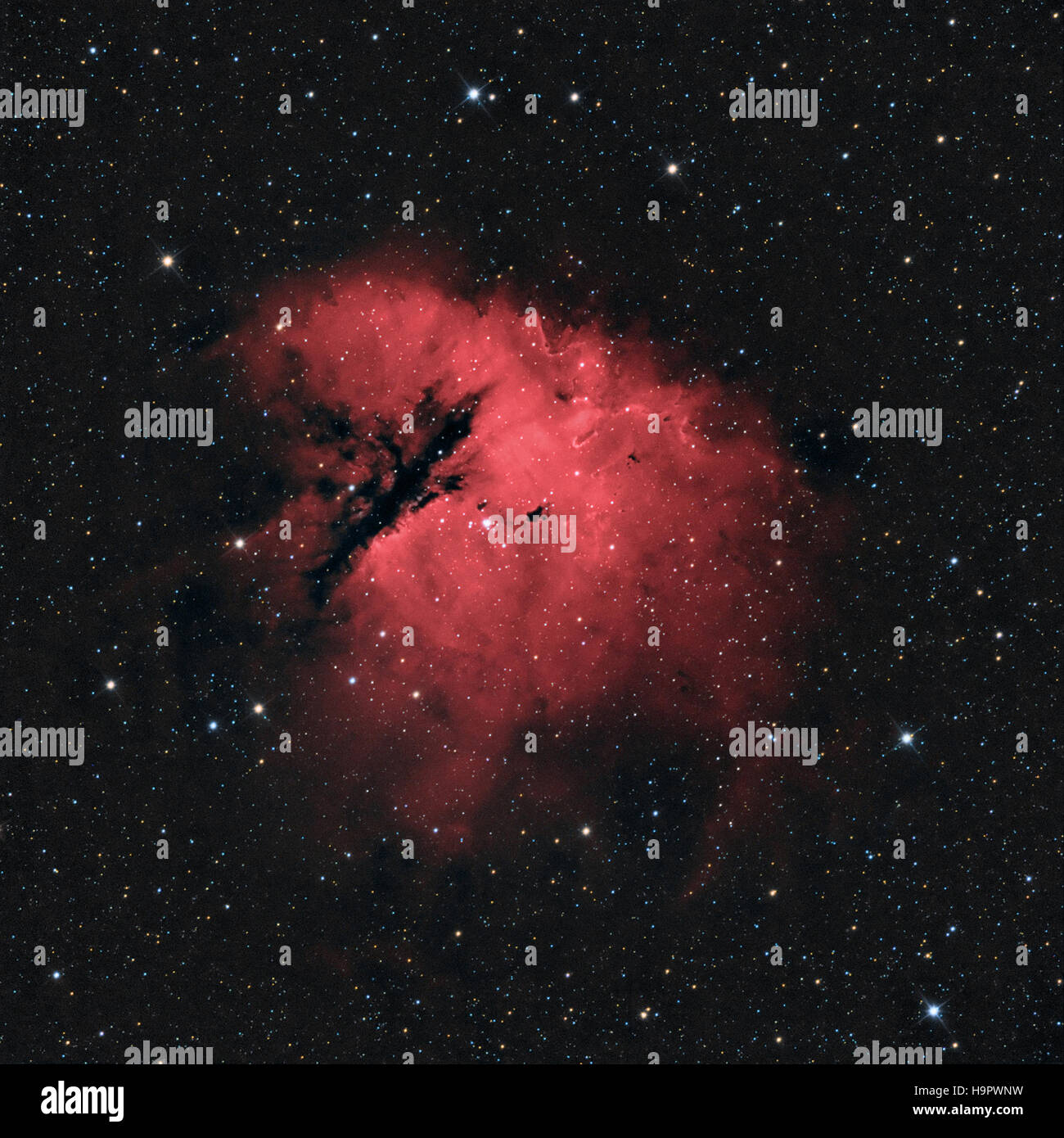 Deep space Pacman Nebula (NGC 281) in constellation Stock Photo