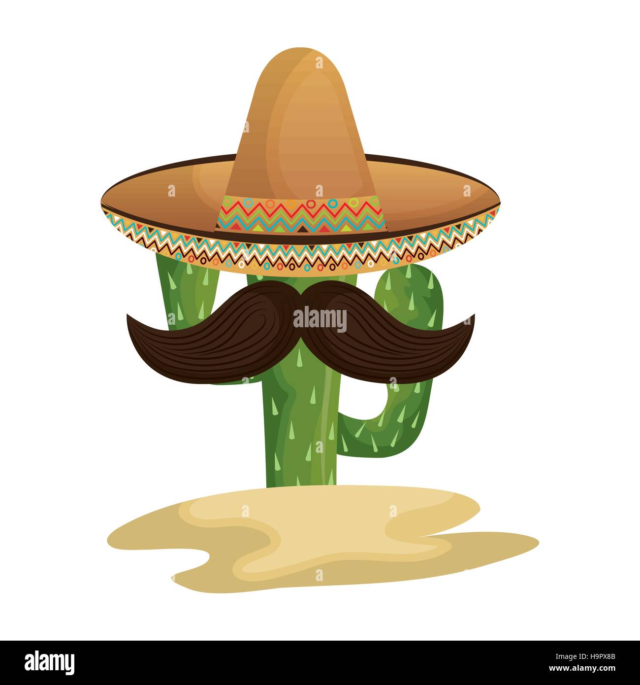 cactus character with mexican hat vector illustration design Stock ...