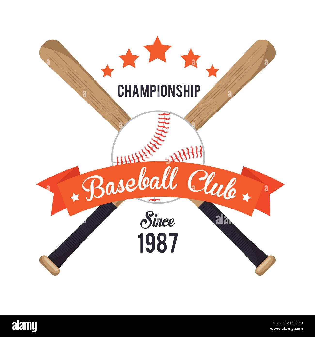 poster baseball crossed bats and ball stars vector illustration eps 10 ...