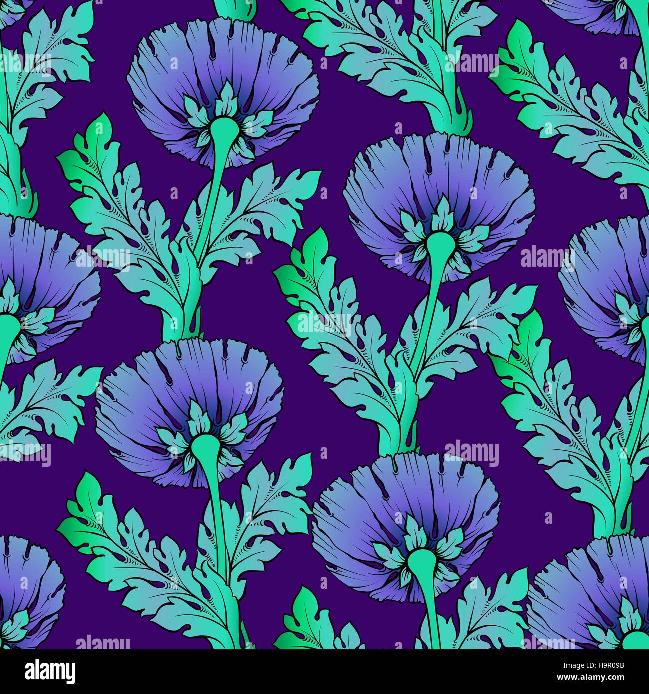 Painted Gradient Patterns Garden flowers. Seamless, hand-painted, soft gradient pattern. Vector ...