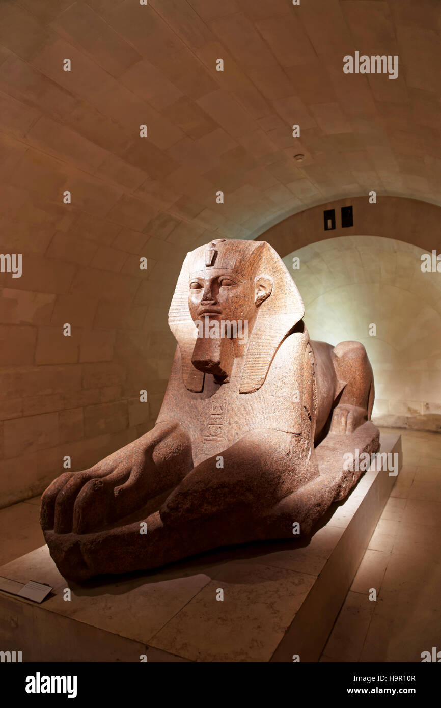 Paris, France - May 4, 2012: Crypt of Sphinx at Louvre museum in Paris in France. Stock Photo