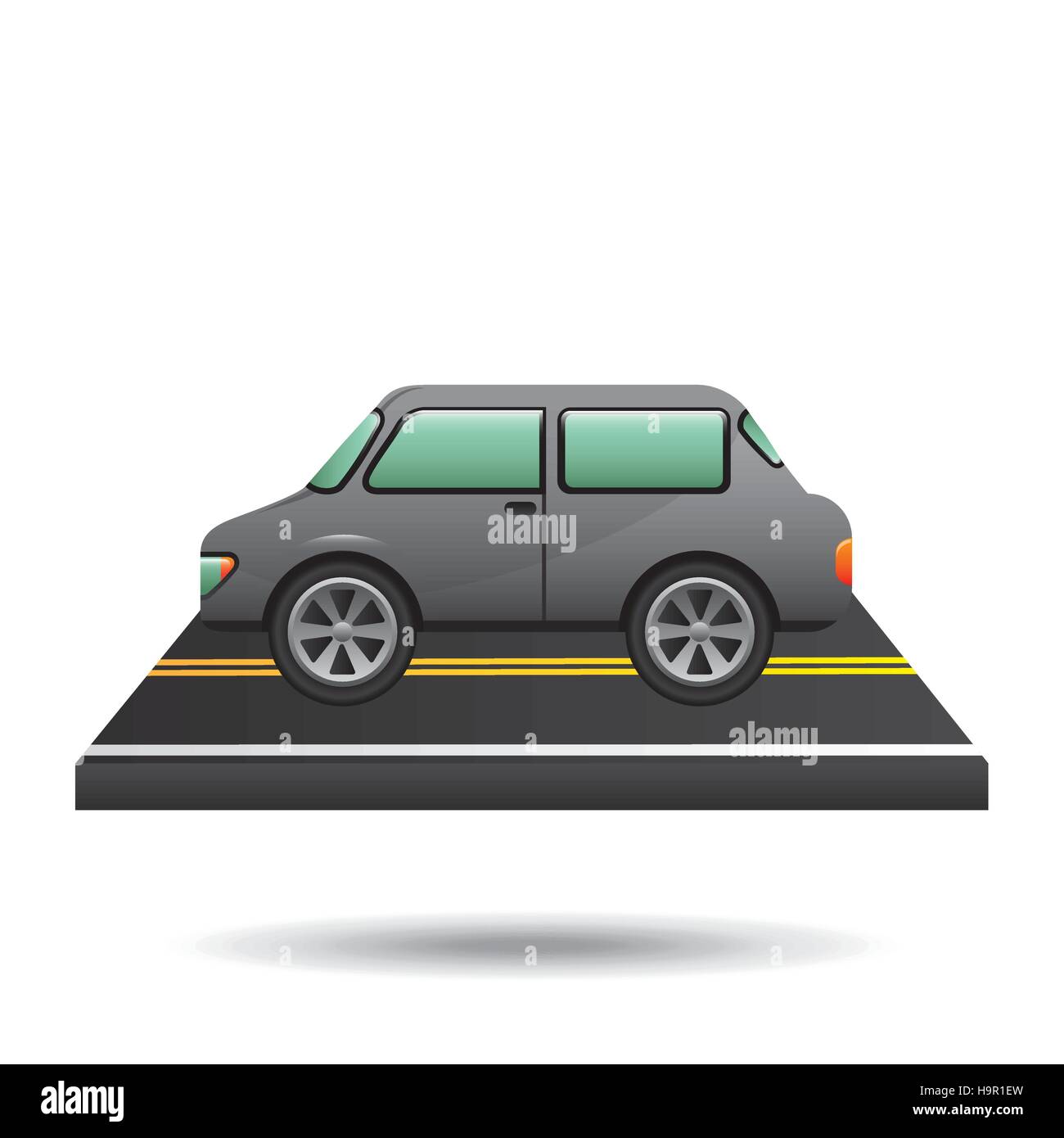 car vehicule gray on road vector illustration eps 10 Stock Vector