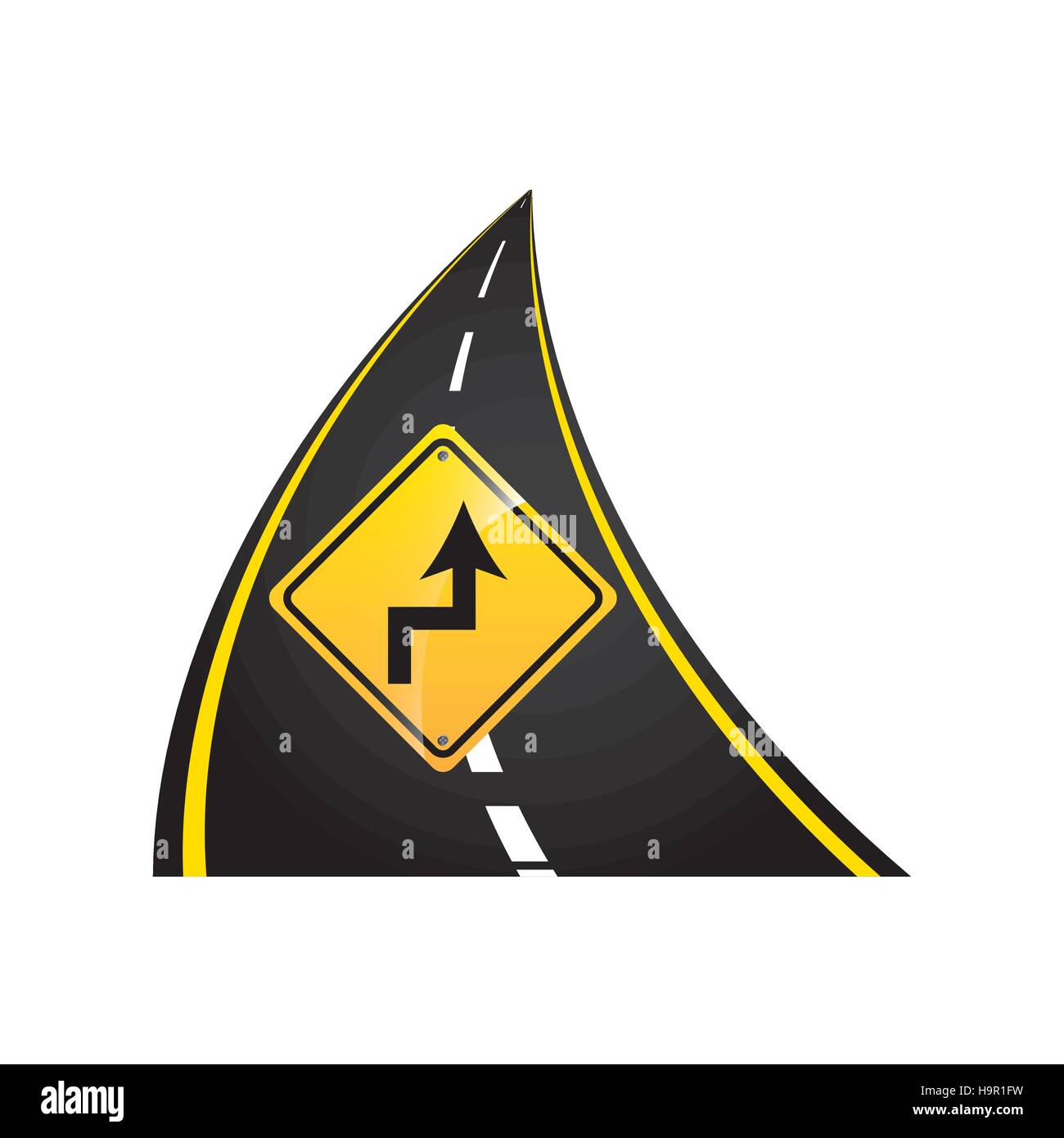 reverse turn road sign concept graphic vector illustration eps 10 Stock