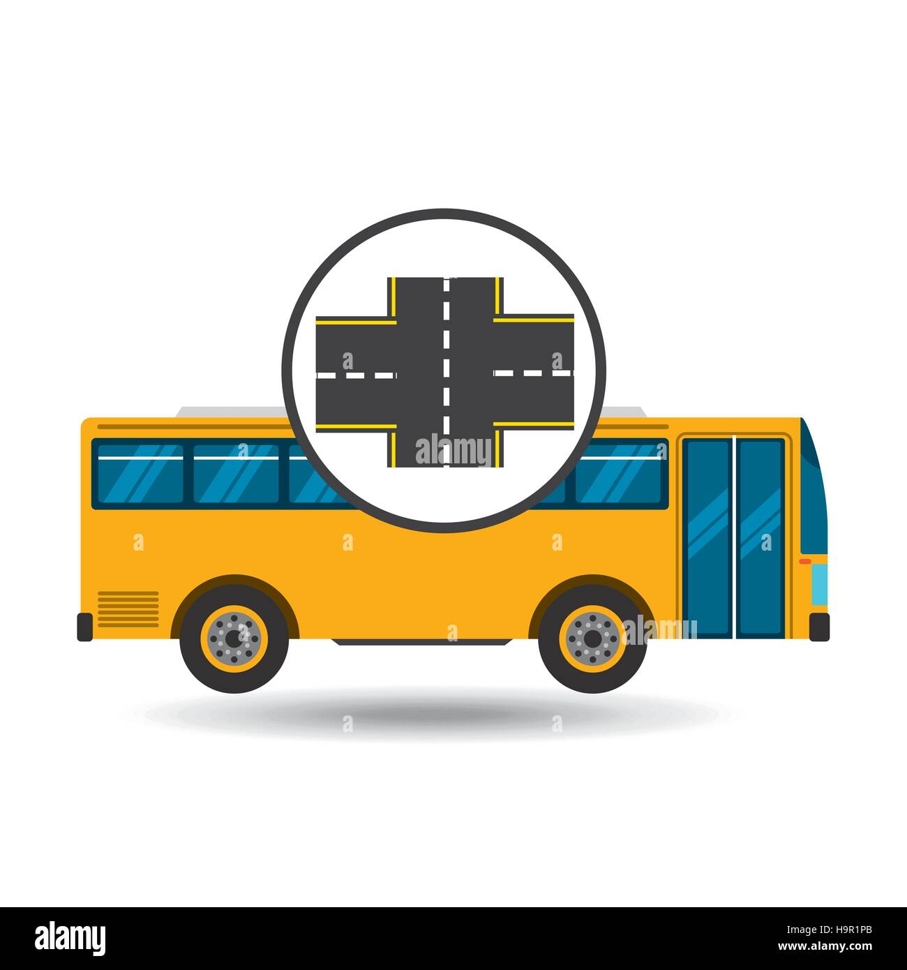 bus transport public cross road vector illustration eps 10 Stock Vector