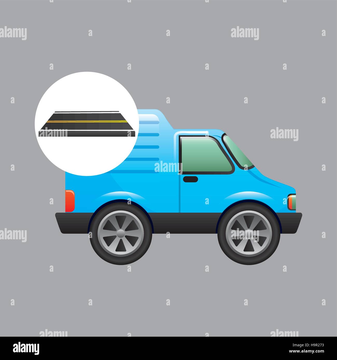 blue delivery van on road vector illustration eps 10 Stock Vector Image ...