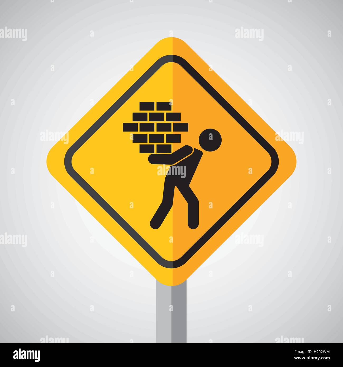 under construction road sign man brick hold vector illustration eps 10 ...
