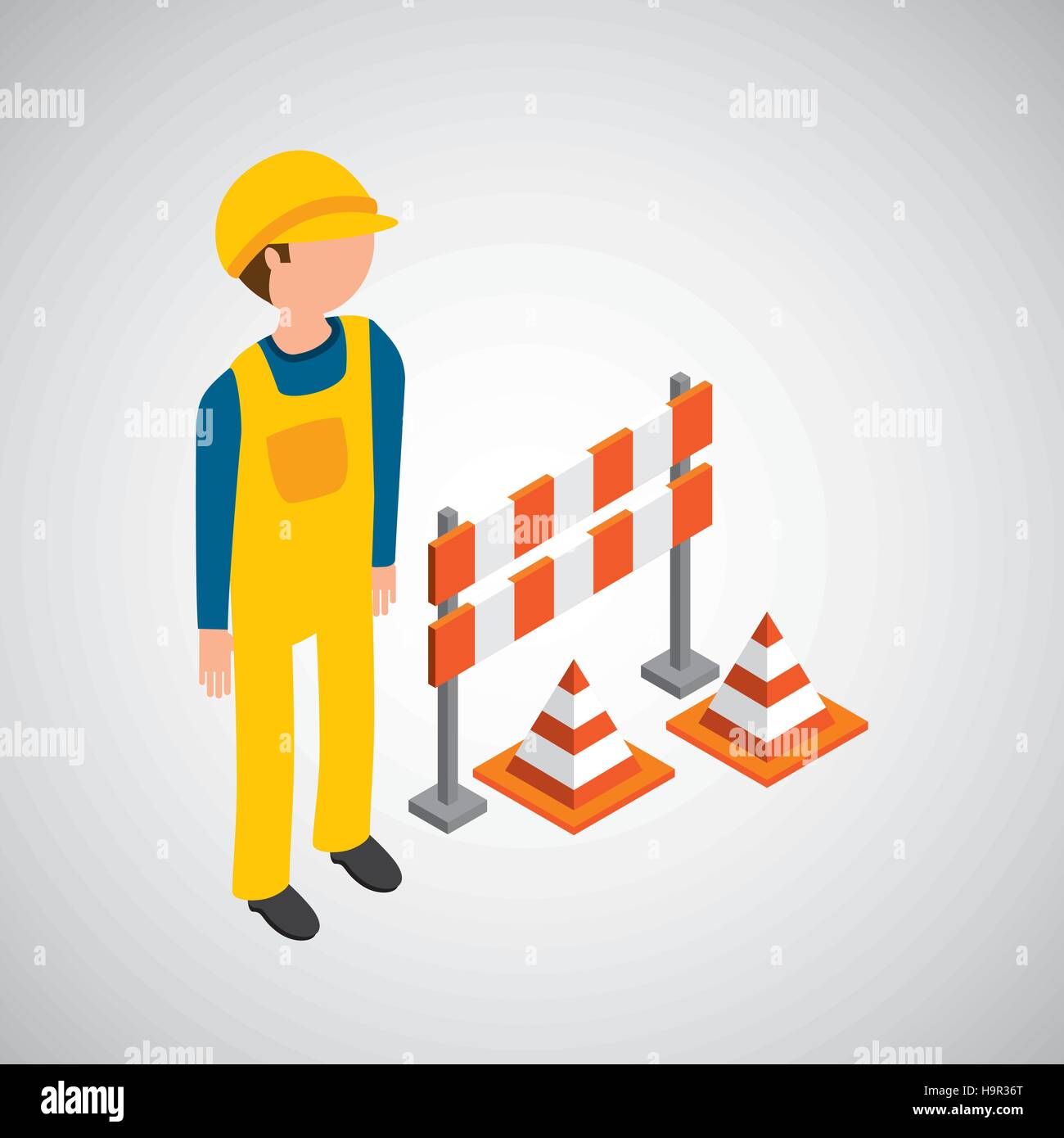 under construction worker barrier cone vector illustration eps 10 Stock ...