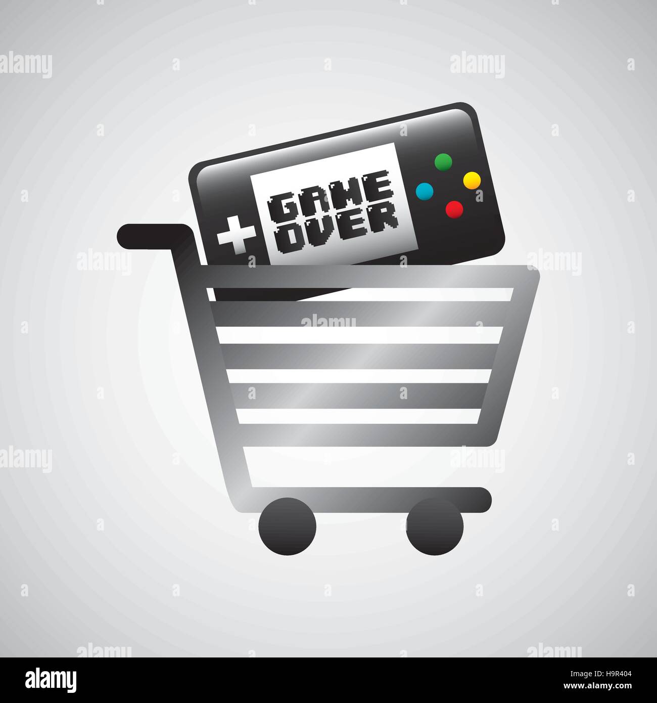 shiny shopping cart game over online commerce vector illustration eps